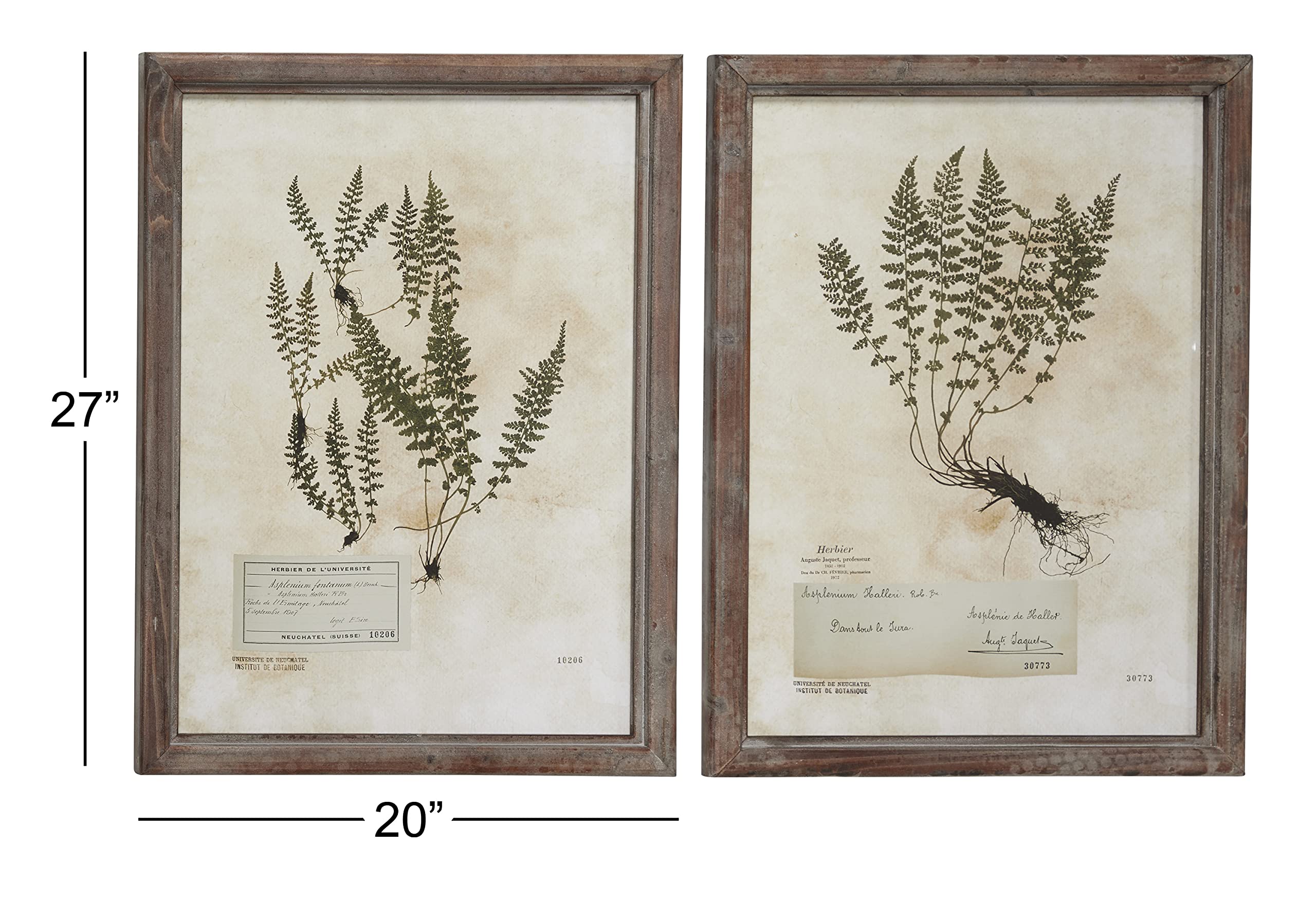 Deco 79 Wood Leaf Framed Wall Art Set of 2 - 21