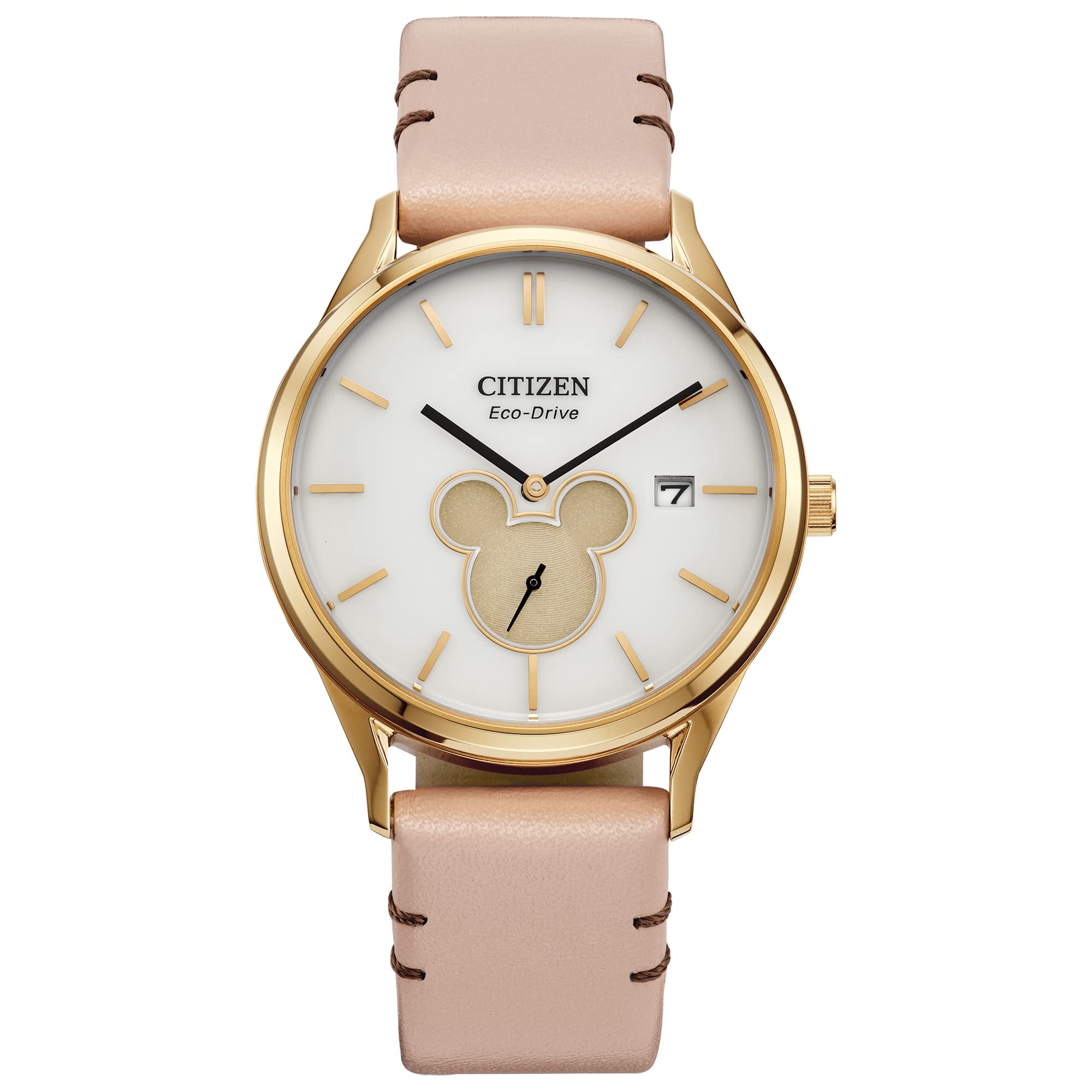 Citizen Eco-Drive Disney Watch - Stainless Steel & Leather Strap - Mickey Mouse Design for Everyday Wear