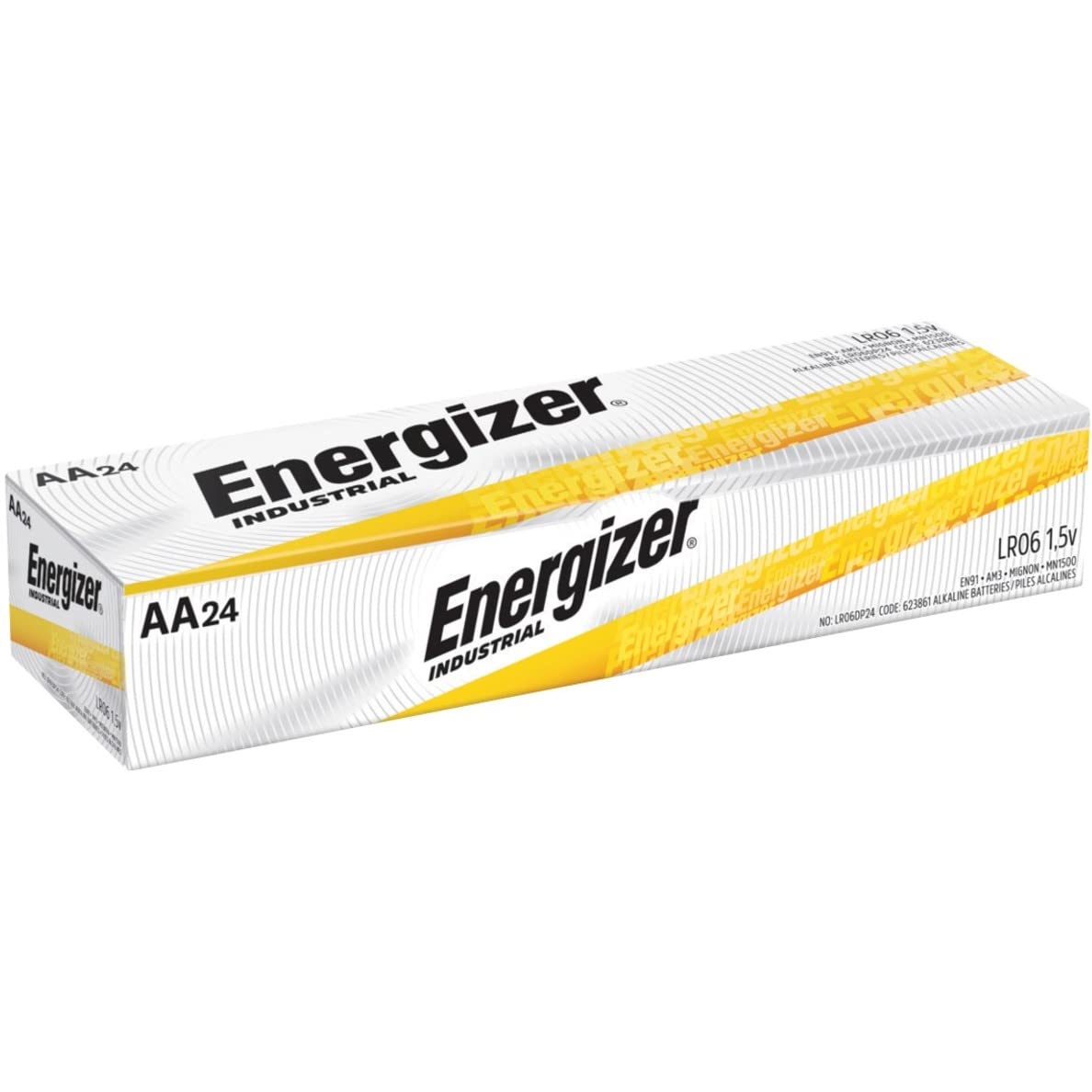 Energizer EN91 Industrial Alkaline AA Batteries (24-Pack) - Long-Lasting Power for Flashlights, Toys & Electronics - Packaging May Vary