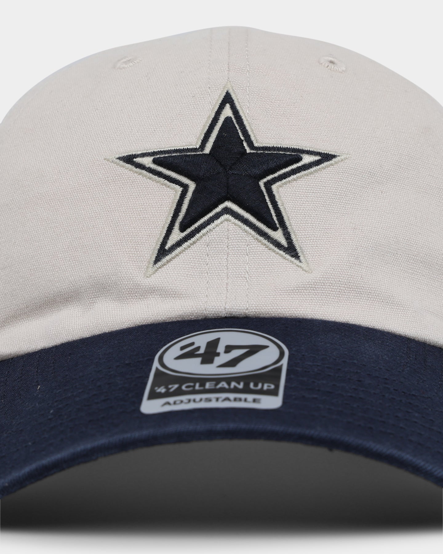 47 Brand Dallas Cowboys Official Sidestep Clean Up Strapback Adjustable Hat - Bone/Navy - Perfect for Game Day & Casual Wear