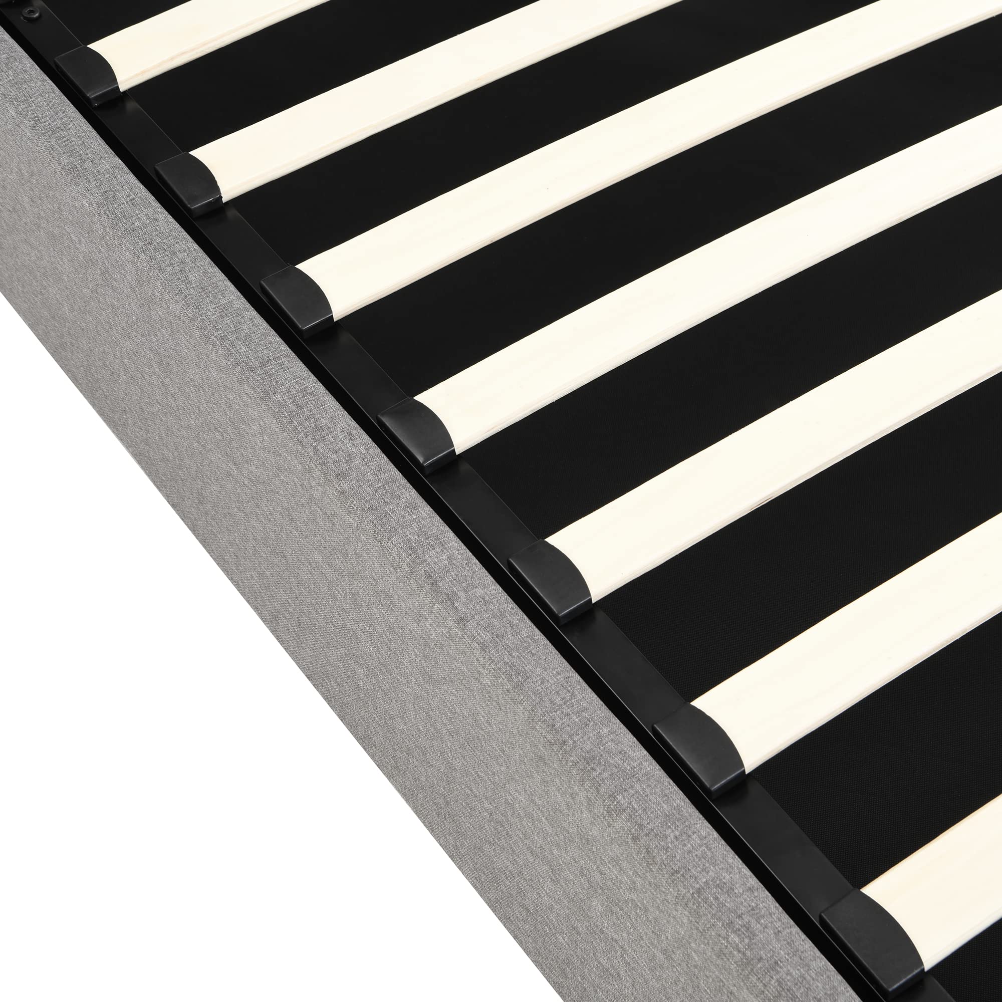 Full Size Upholstered Storage Bed with Hydraulic Lift System - Wooden Linen Fabric Platform Bed Frame with Classic Headboard & Under Bed Storage, Wood Slat Support (Gray) - Perfect for Small Bedrooms, Guest Rooms & Space-Saving Solutions