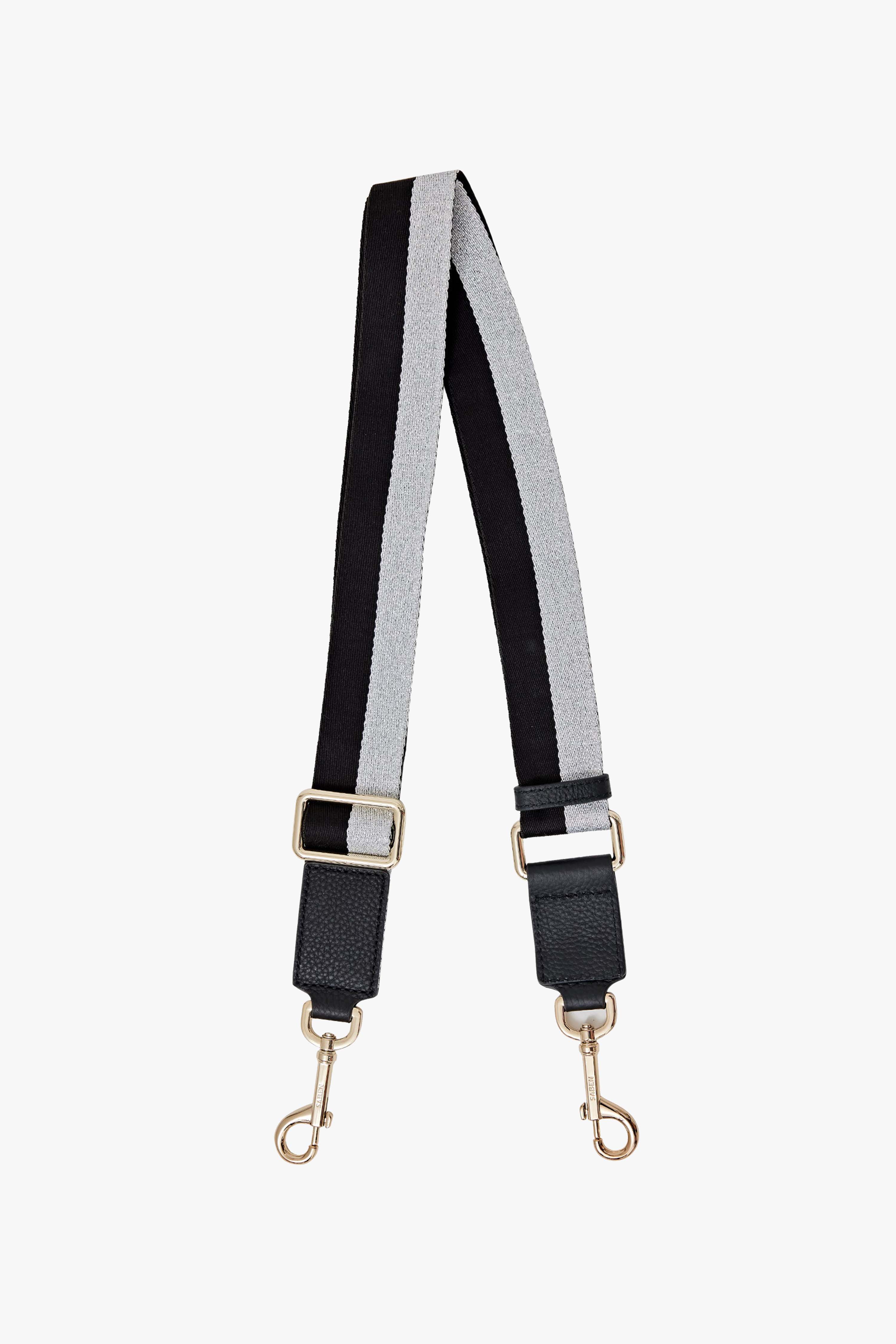 Stylish Black and Silver Adjustable Bag Strap - Perfect for Handbags, Backpacks, and Crossbody Bags | Durable & Fashionable Accessory for Everyday Use