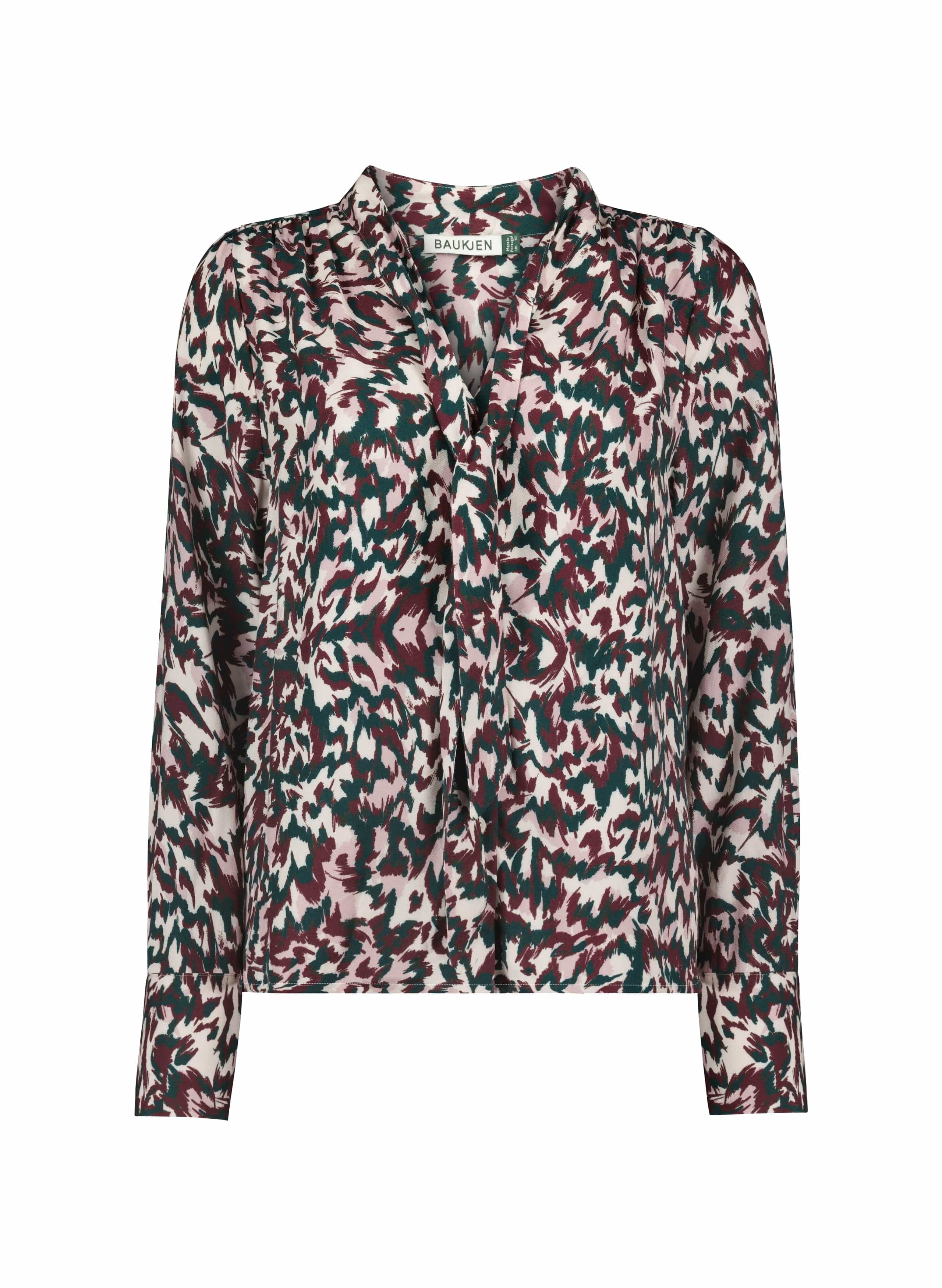Effie LENZING™ ECOVERO™ Printed Tie Neck Blouse - Beige Animal Print Women's Fashion Top for Work & Casual Wear