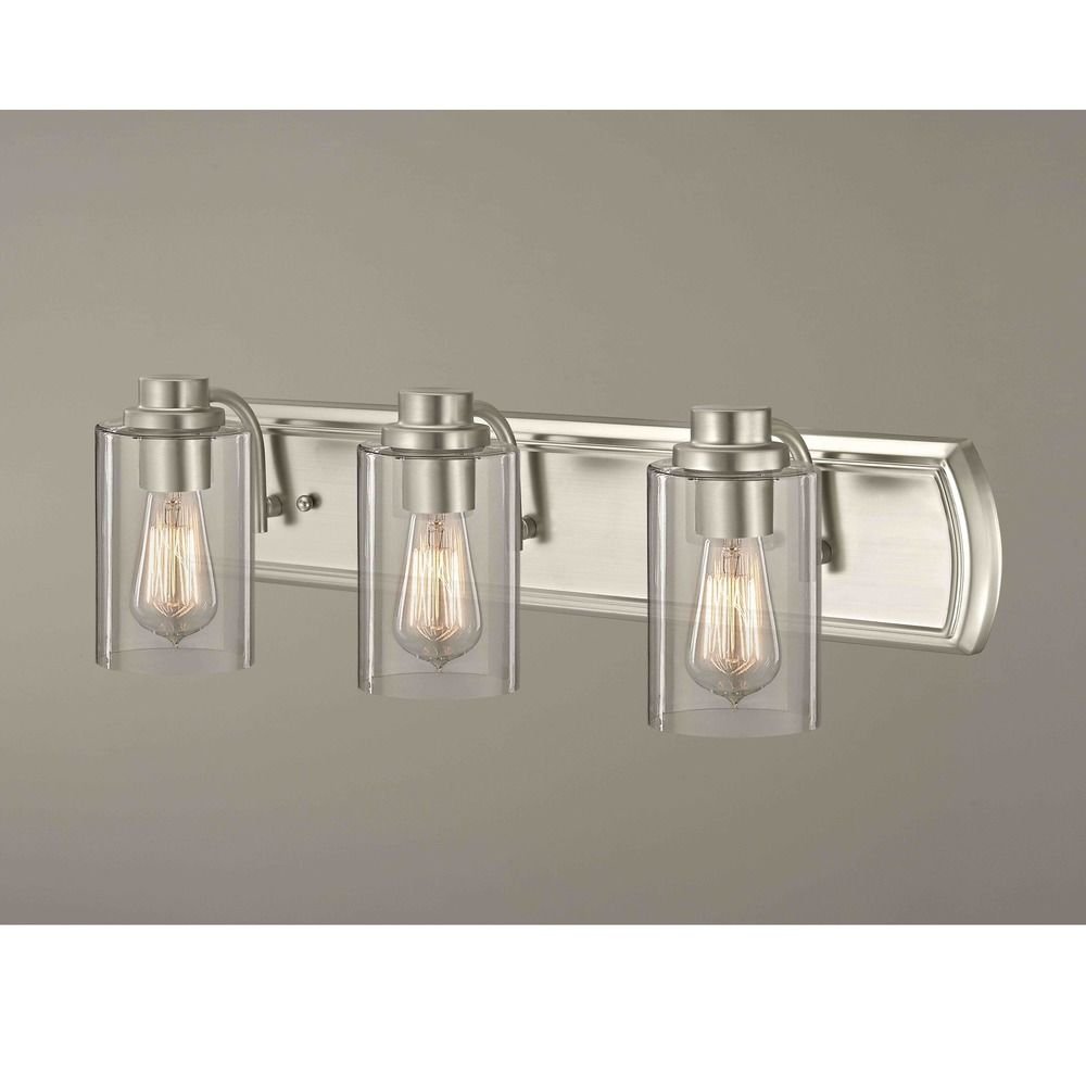 Industrial 3-Light Bathroom Vanity Light Fixture in Satin Nickel Finish - Perfect for Modern Bathrooms, Powder Rooms & Spa-Like Retreats