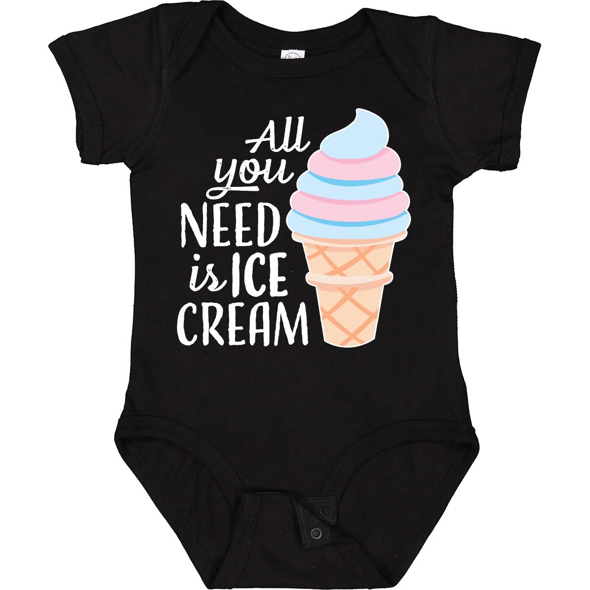 Inktastic All You Need is Ice Cream with Ice Cream Cone Baby Bodysuit - Cute Outfit for Infants & Toddlers - Perfect for Birthday Parties, Photo Shoots & Everyday Wear