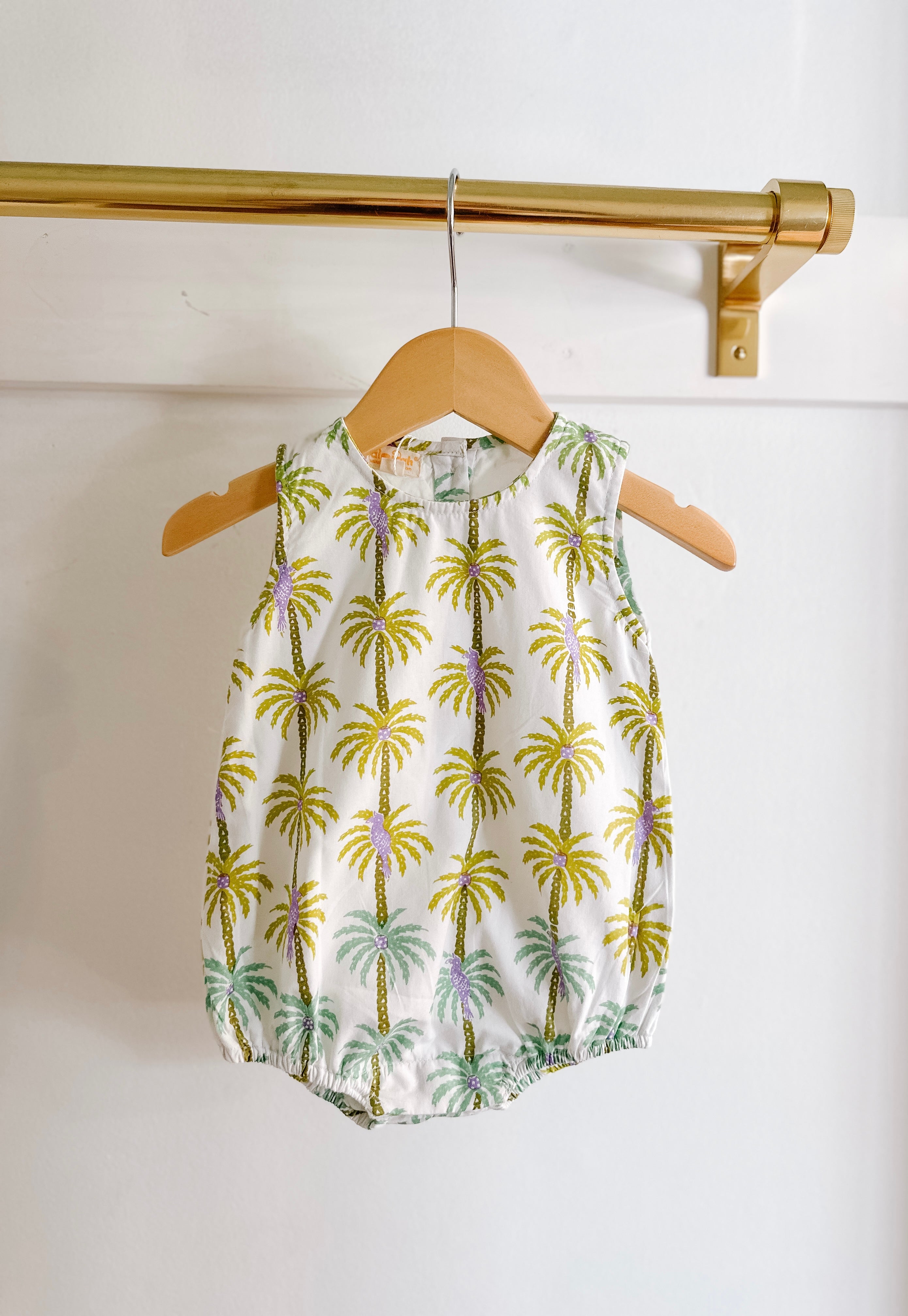 Almirah Coco Tree Mason Romper for Baby Girls - Soft Cotton Jumpsuit with Adjustable Straps | Perfect for Summer Outfits, Playdates & Photoshoots