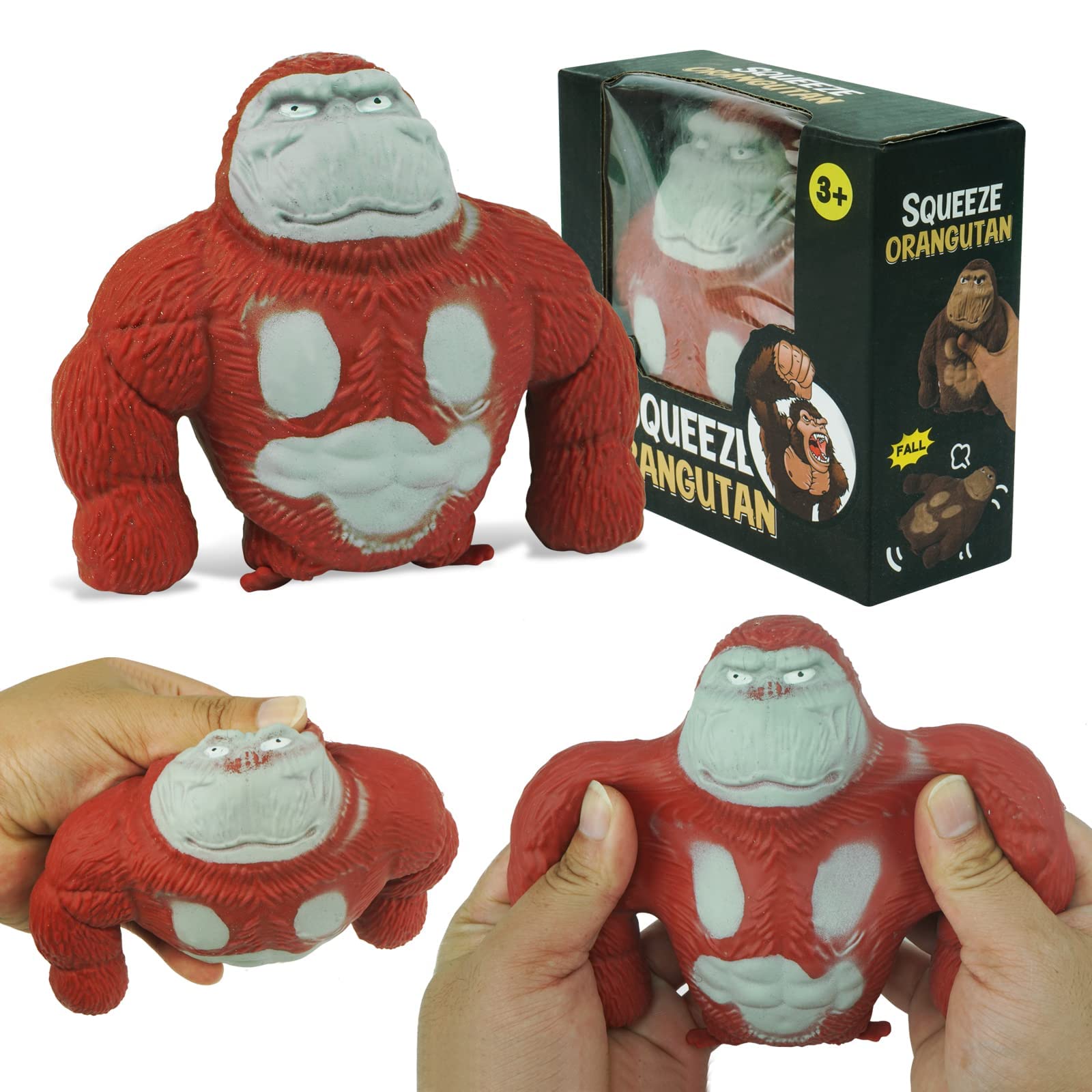 YANZHE Stress Relief Monkey Toy - Fun Squeeze Sensory Toys for Kids & Adults with ADHD & Autism - Perfect for Birthday, Halloween, Christmas Gifts (Red) - Great for Home, Office & Travel Stress Relief