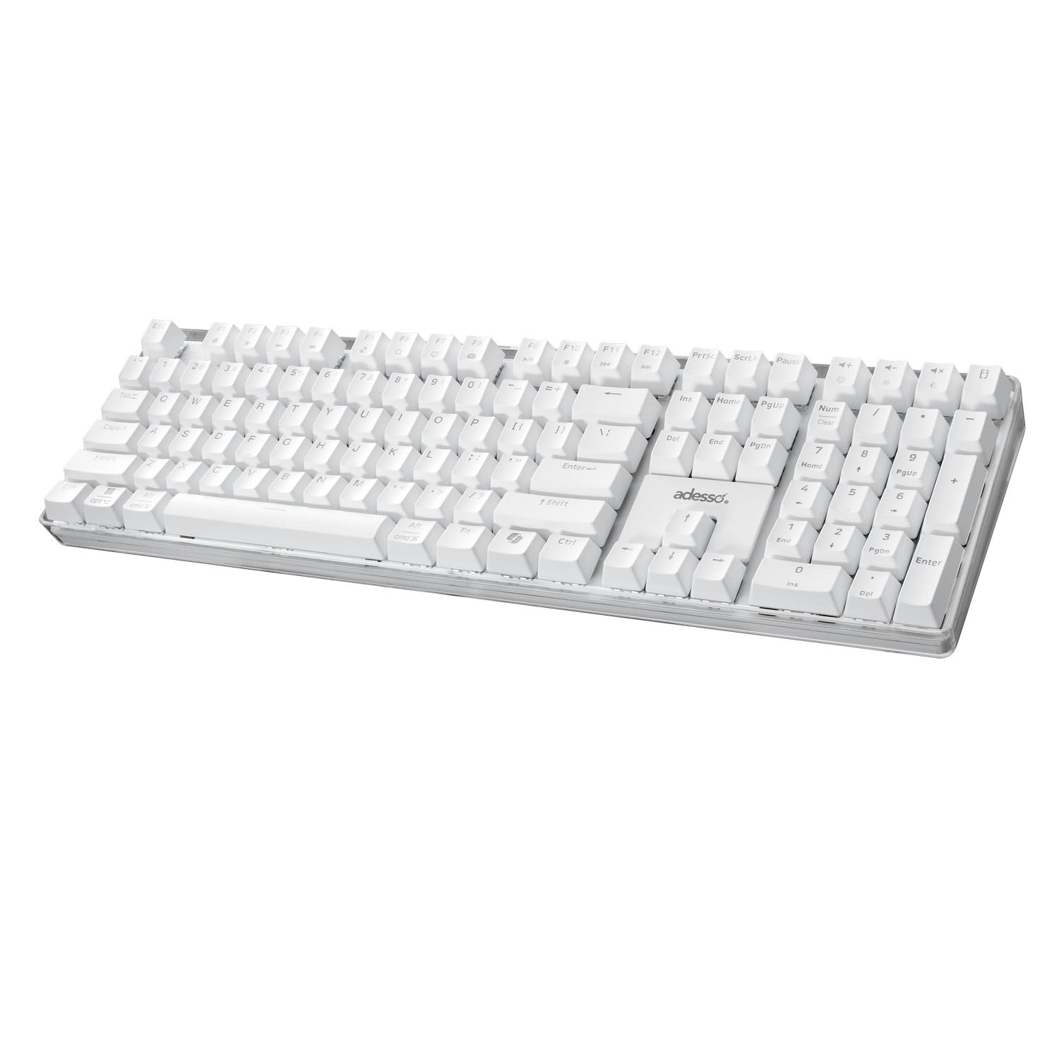 Adesso AKB 680UW Mechanical Keyboard with Copilot AI Hotkey - Brown Switch, Multi-OS Compatible (Windows/Mac/Linux) | Tactile Quiet Feel, Multimedia Keys for Enhanced Productivity - White | Perfect for Office Work, Gaming & Programming