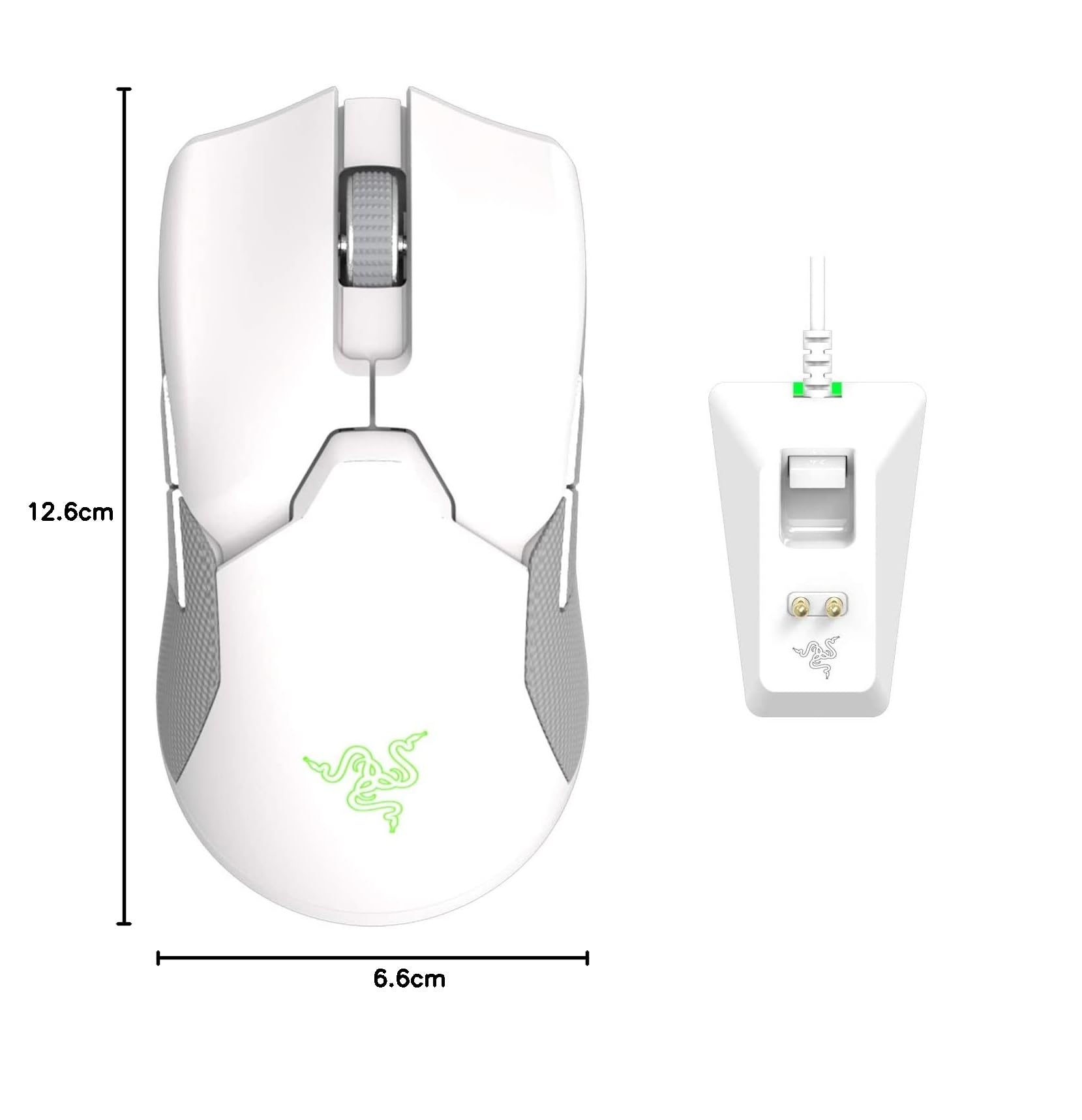 Razer Viper Ultimate Wireless Gaming Mouse with Charging Dock - Ambidextrous Esports Mouse (HyperSpeed Wireless, Focus+ 20K Optical Sensor, 74g Lightweight, RGB Chroma Lighting) Mercury White - Perfect for Competitive Gaming & Professional Esports Tournaments