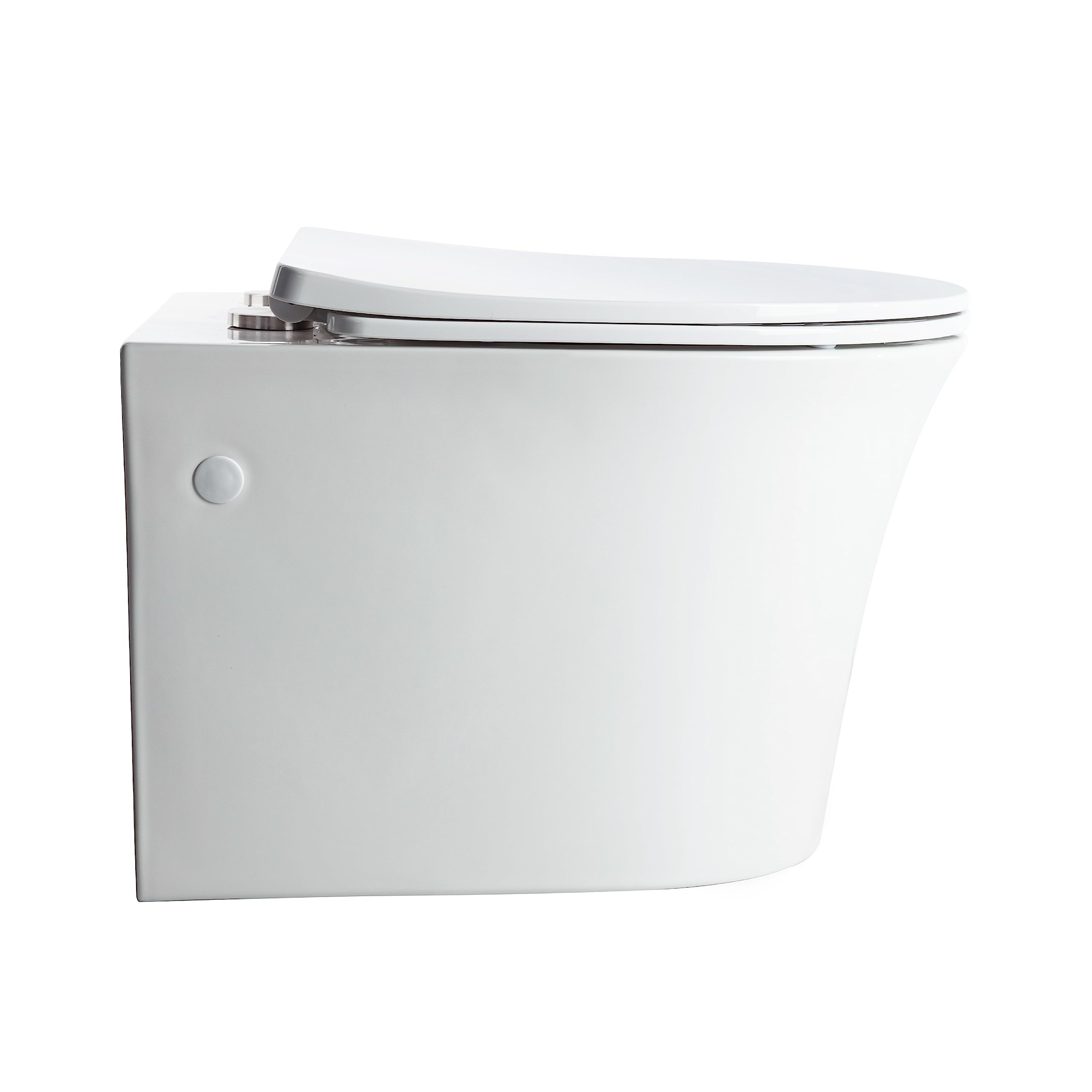 Casta Diva Wall Mounted Toilet - Elongated Tankless Modern Design with Soft Close Seat, 1.1/1.6 GPF Dual Flush Water Saving, White - Perfect for Small Bathrooms, Powder Rooms & Contemporary Homes