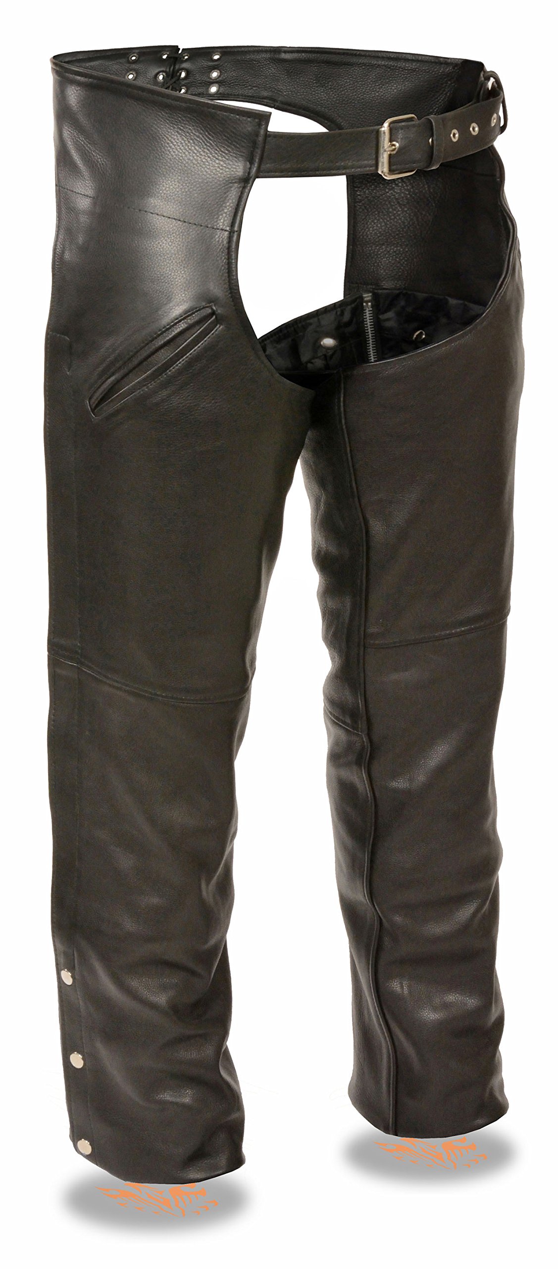Milwaukee Men's Slash Pocket Leather Chaps with Snap Out Liner - Medium Size | Premium Biker Chaps for Motorcycle Riding & Outdoor Adventures