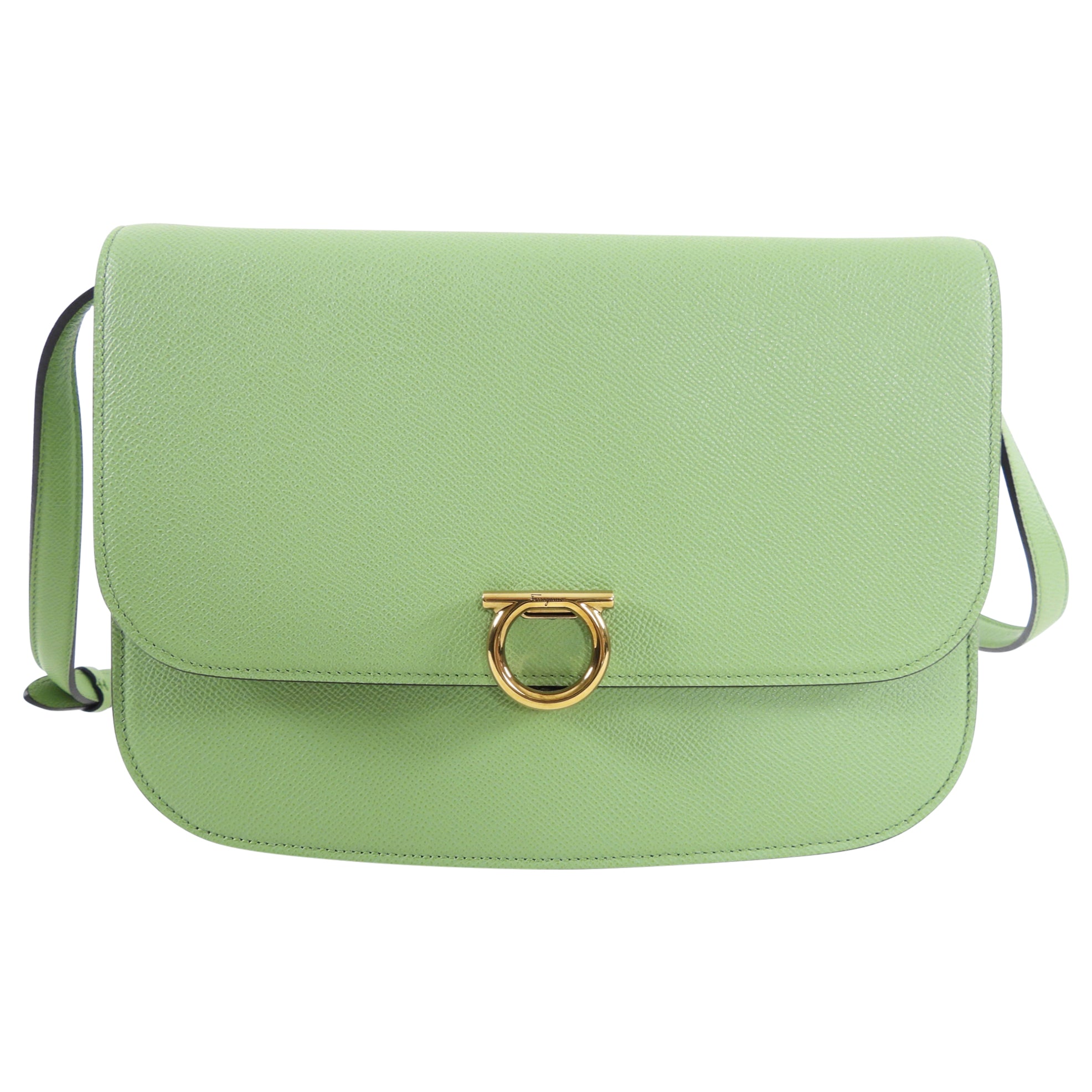 Ferragamo Mint Green Hedren Crossbody Gancini Bag - Luxury Leather Shoulder Purse for Women | Perfect for Date Night, Office & Travel Accessories