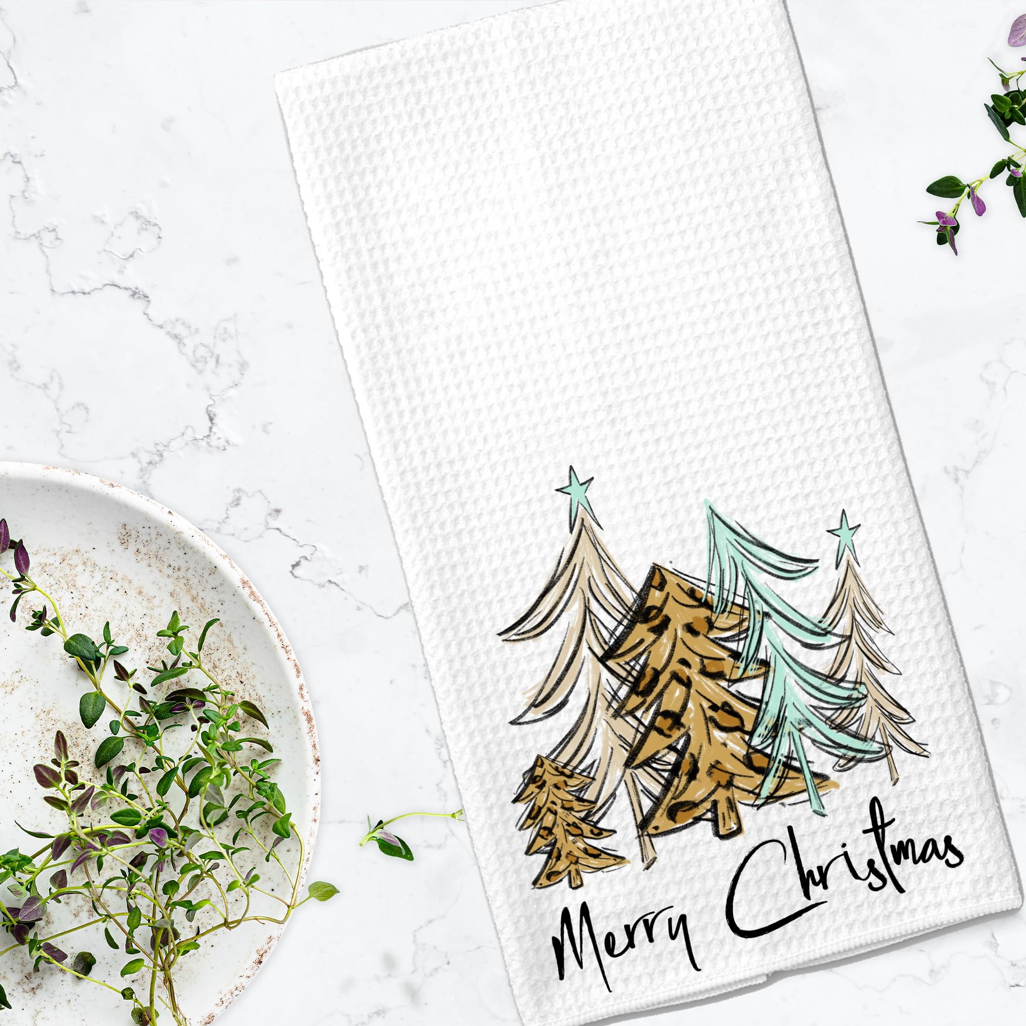 Festive Leopard Print Christmas Kitchen Towels - Holiday Home Decor for Dining, Baking & Party Setup