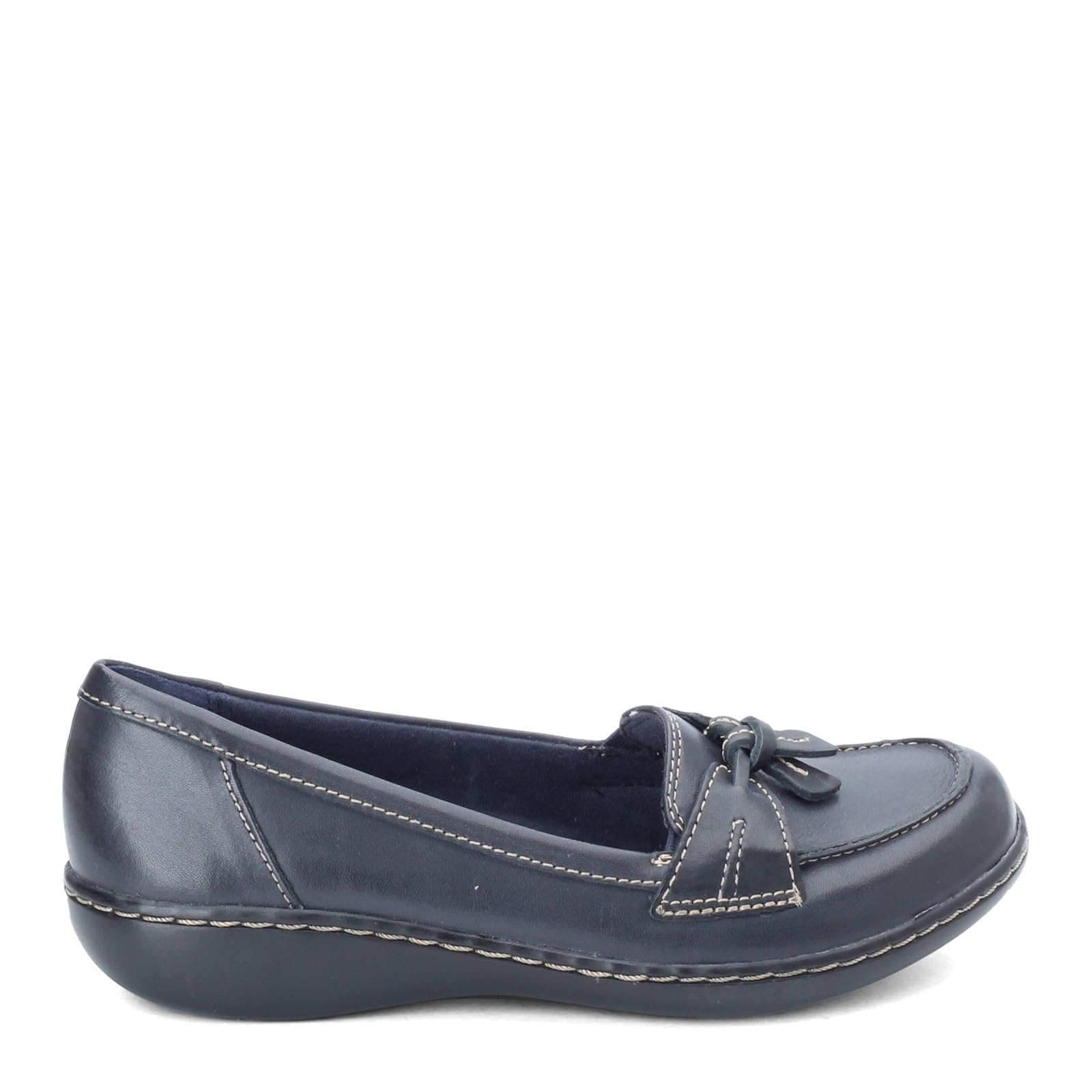 Clarks Women's Ashland Bubble Slip-On Loafers - Navy, 9.5 X-Wide US - Comfortable Casual Shoes for Work & Travel