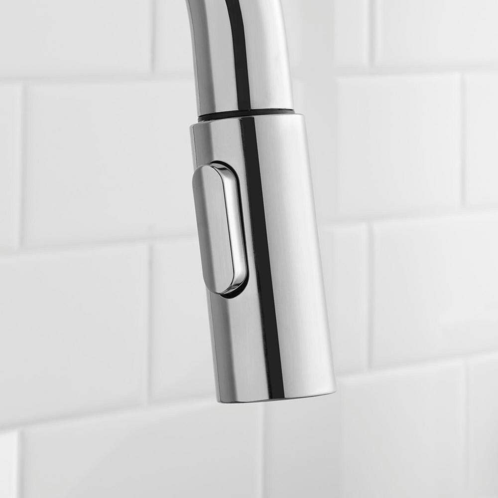 Glacier Bay Paulina Chrome Single-Handle Pull-Down Sprayer Kitchen Faucet with TurboSpray Technology - FastMount Installation & Soap Dispenser Included - Perfect for Modern Kitchens & High-Traffic Homes