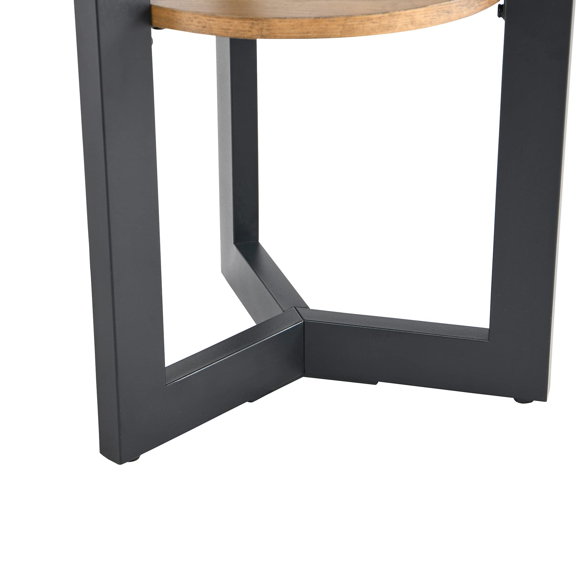 LEEMTORIG 2-Tier Round Side Table with Metal Legs - Modern Nightstand & Couch Table for Living Room, Bedroom, Office - Rustic Natural/Black Finish - 19.3