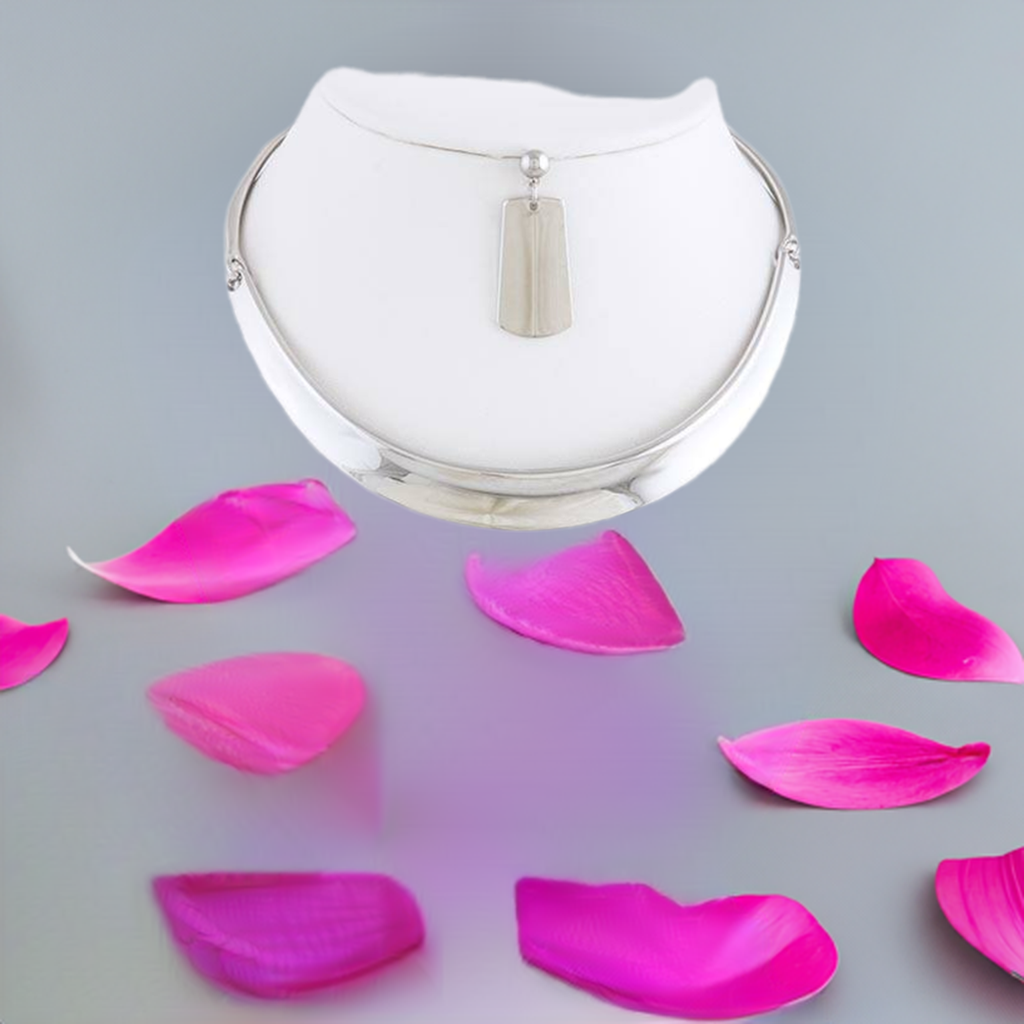 Elegant Silver Collar Necklace Jewelry Set for Women - Minimalist Modern Choker & Pendant Necklace | Perfect for Date Night, Wedding, Party & Everyday Wear