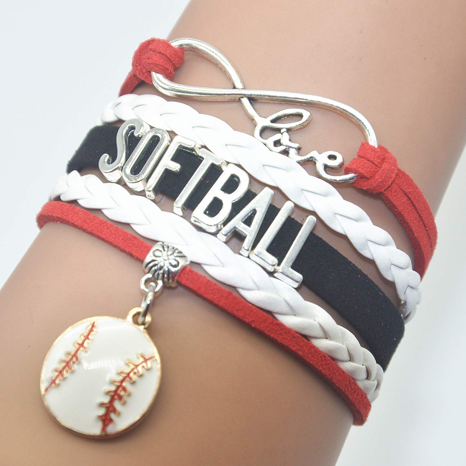 HCChanshi Infinity Love Charm Softball Bracelet - Team Themed Jewelry for Adult Softball Fans, Players & Couples | Perfect for Games, Gifts & Team Spirit Accessories