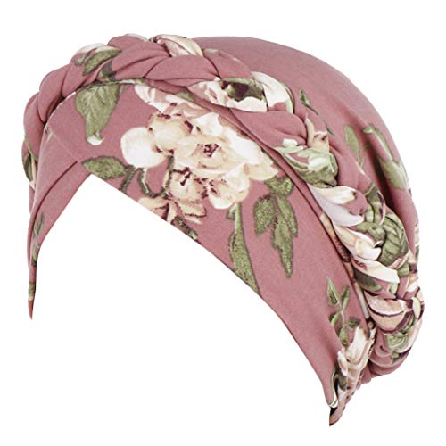 Floral Muslim Chemo Turban Head Wrap for Women - Stylish Ruffle Beanie Hat with Braid Design - Soft Cotton Cancer Cap for Chemotherapy Patients - Perfect for Daily Wear, Religious Occasions & Medical Use