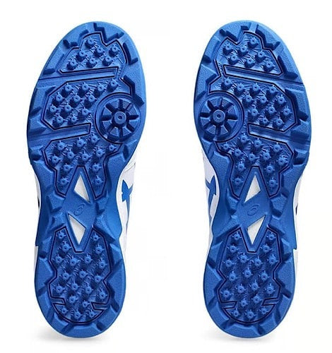 ASICS Gel-Peake 2 Cricket Shoes for Men - White/Tuna Blue - Lightweight Comfort & Traction - Perfect for Cricket Matches & Training Sessions