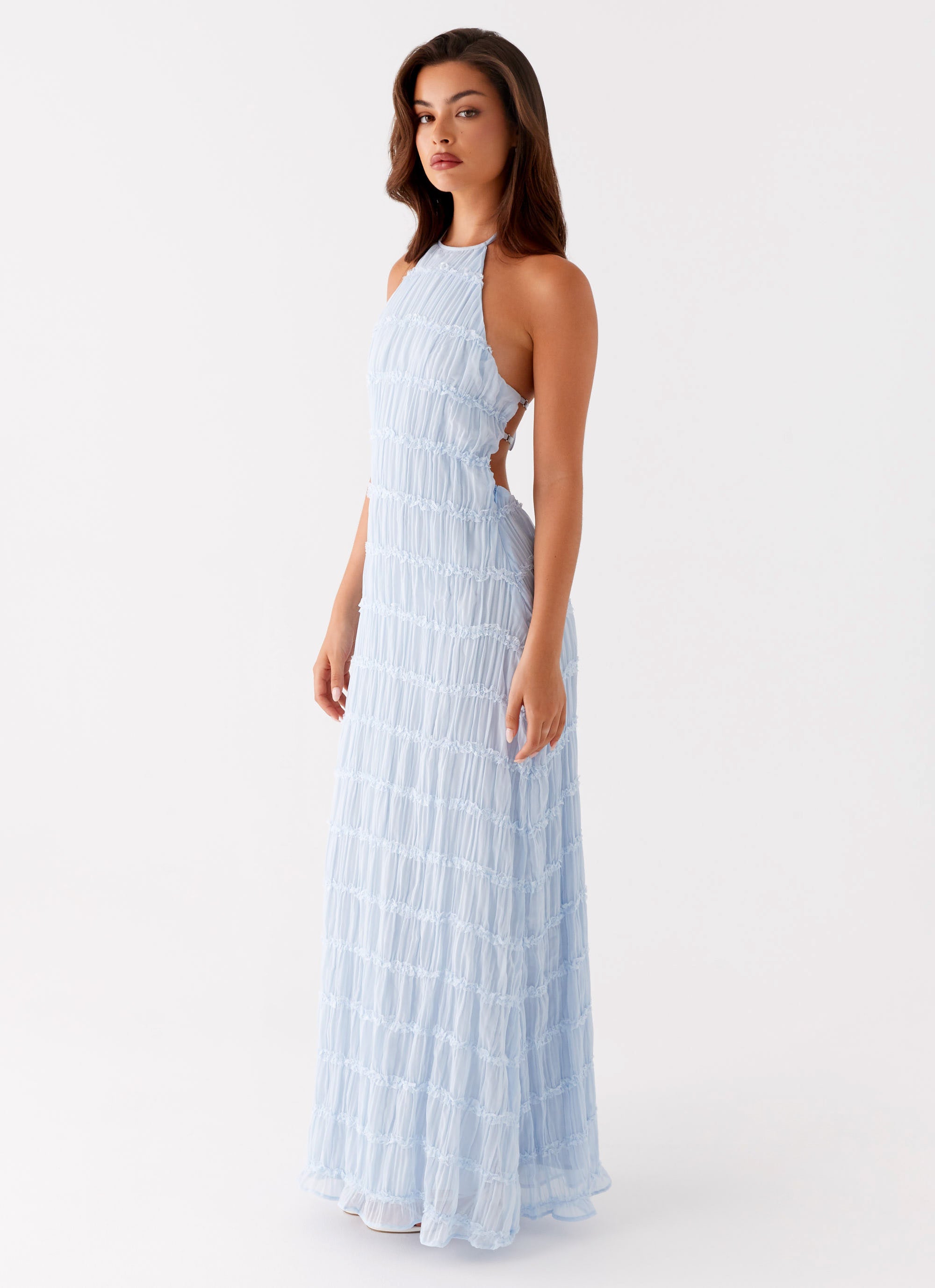 Aullie Maxi Dress for Women - Flowy Long Summer Dress in Blue | Beach Wedding, Vacation, Party Wear