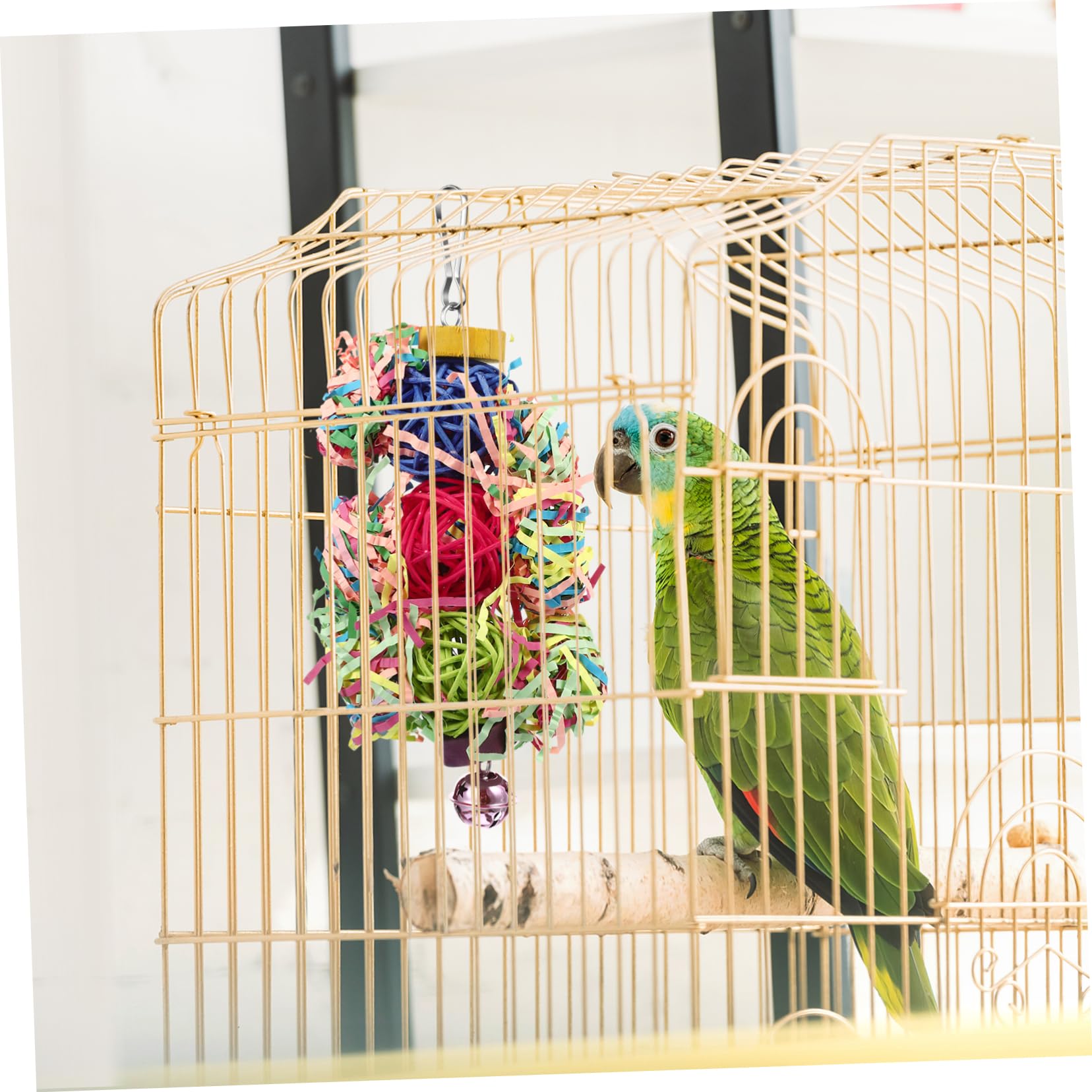 Balacoo 3 Pcs Cockatiel Toys - Parrot Foraging Hanging Shredder, Chewing Perch for Macaws, Conures & African Greys - Wooden Bite Cone Tail Bird Toy for Cage Enrichment and Mental Stimulation