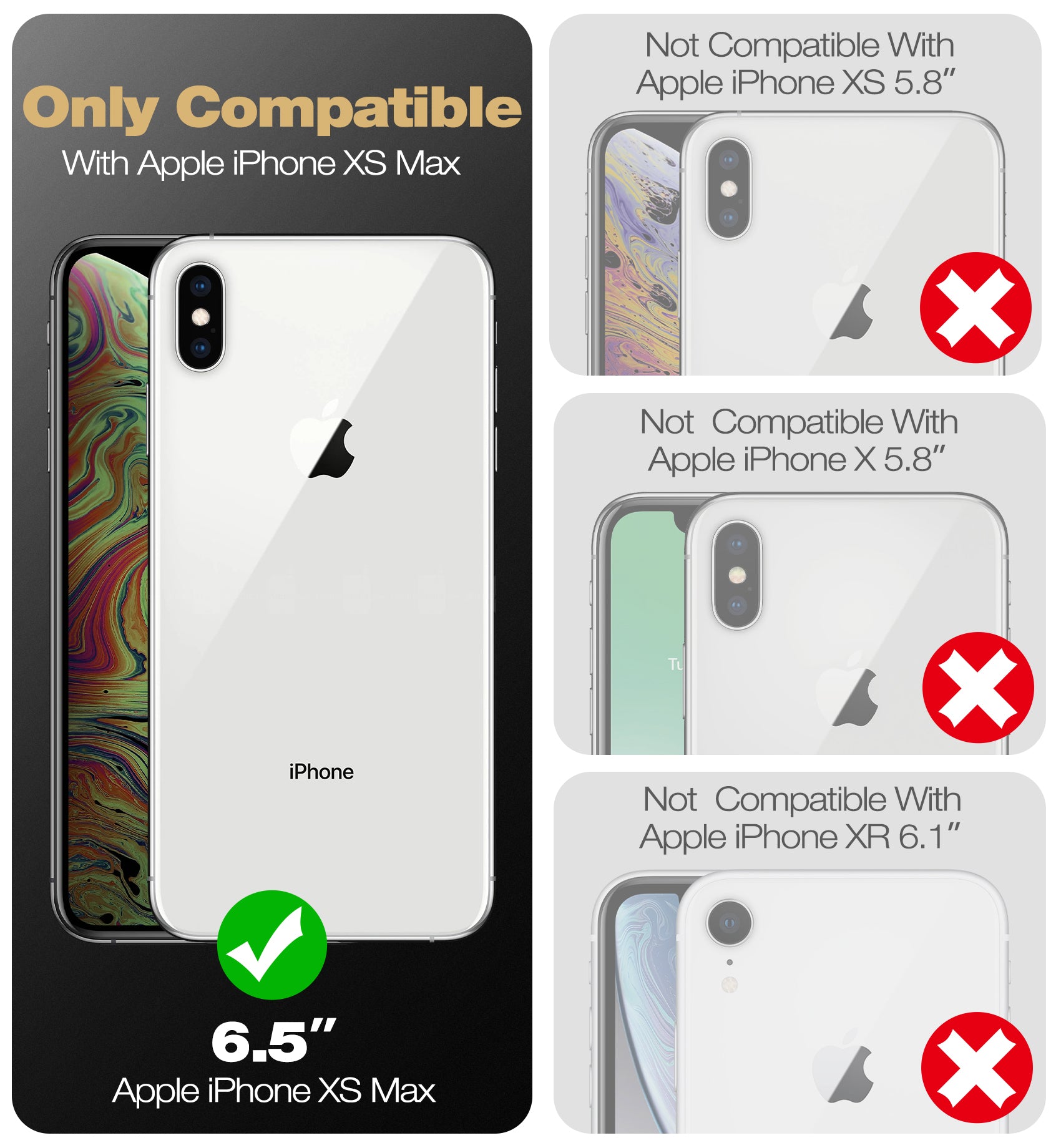 Dexnor Heavy Duty Shockproof Rugged Case for iPhone XS Max with Built-in Screen Protector & Kickstand - Full Body Protection for Outdoor, Travel, and Daily Use