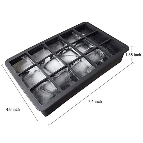 Mayata 2PCS Silicone Ice Cube Trays - 15 Cavity DIY Ice Maker Molds for Ice, Candy, Cake, Pudding, Chocolate & Whiskey - Perfect for Cocktails, Baking & Party Decorations