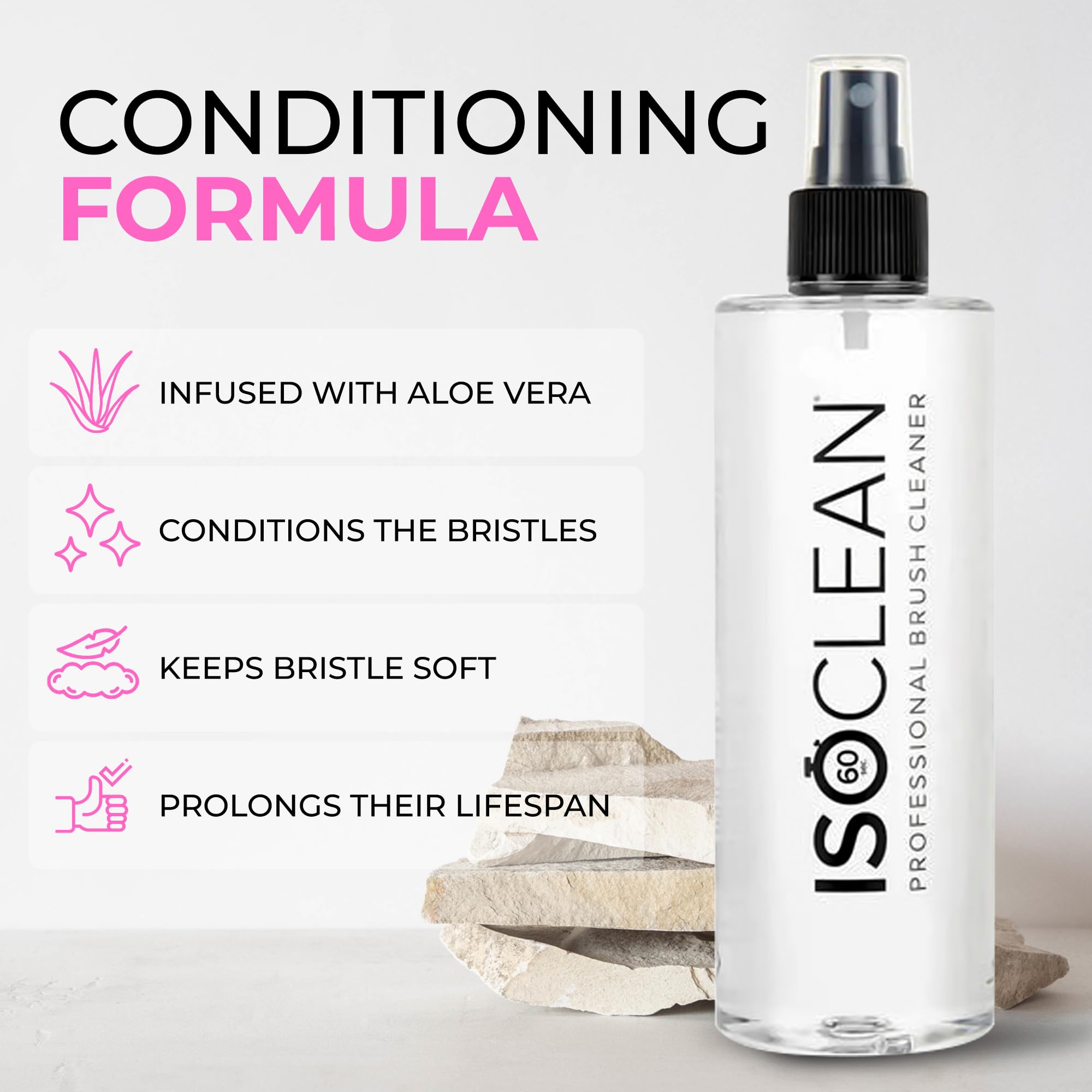ISOCLEAN Makeup Brush Cleaner with Spray Top - Vegan & Cruelty-Free Liquid Brush Cleaner for Makeup Brushes, Sponges & Beauty Tools - No Rinse Formula, Dries in 60 Seconds - 275ml - Perfect for Quick Cleaning Between Makeup Applications & Professional Salon Use
