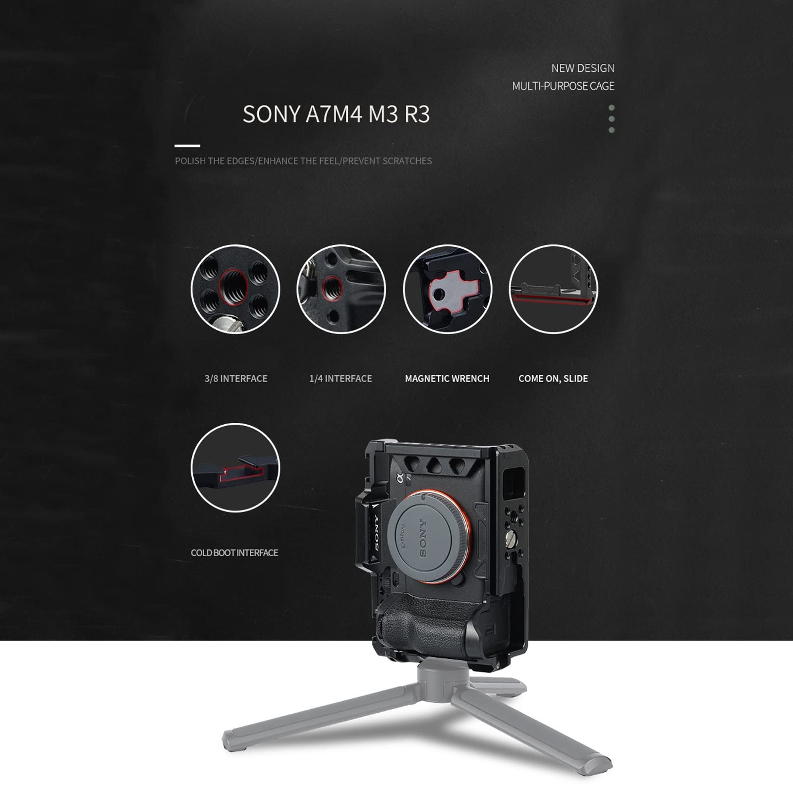 Professional Full Camera Cage for Sony Alpha 7 IV, A7 III, A7R III, A7R3, A73, R2 & A7S2 - Perfect for Vlogging, Filmmaking & Photography Accessories