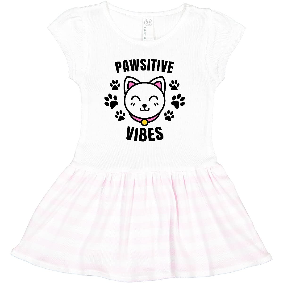 Inktastic Pawsitive Vibes Cat Print Toddler Dress - Cute Animal Design for Kids, Perfect for Playdates, Birthday Parties & Family Outings