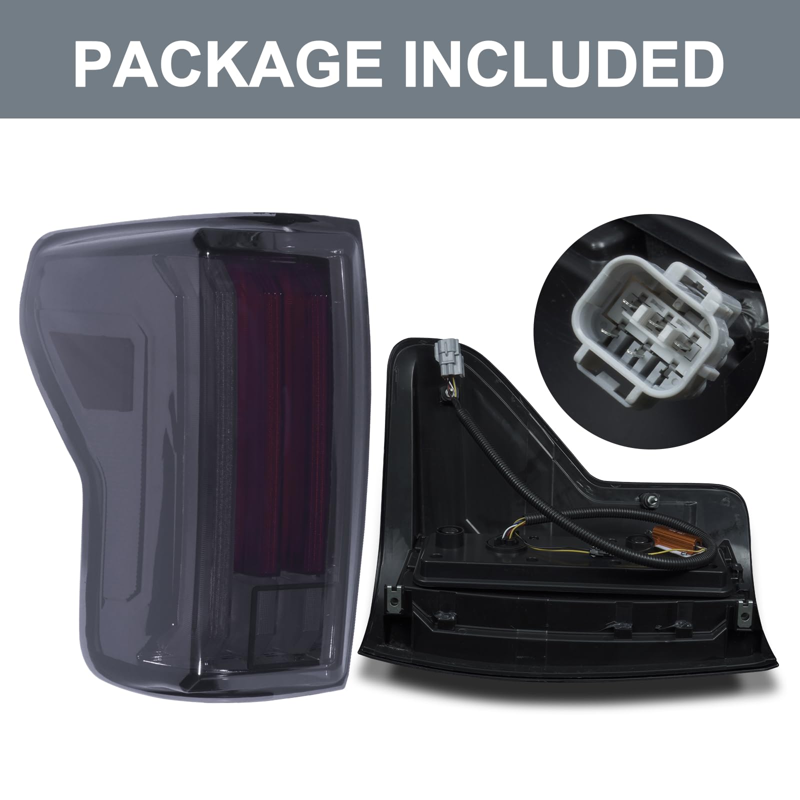 Kingory Full LED Tail Lights for Toyota Tundra 2007-2013 - Black Housing Smoked Lens Rear Light Assembly Pair - Perfect for Night Driving & Enhanced Safety