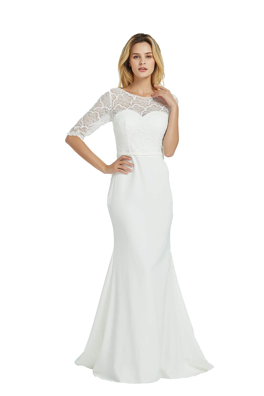 Elegant A-Line Chiffon Wedding Dress with Lace Details for Women - Perfect for Beach, Bridal, and Simple Ceremonies