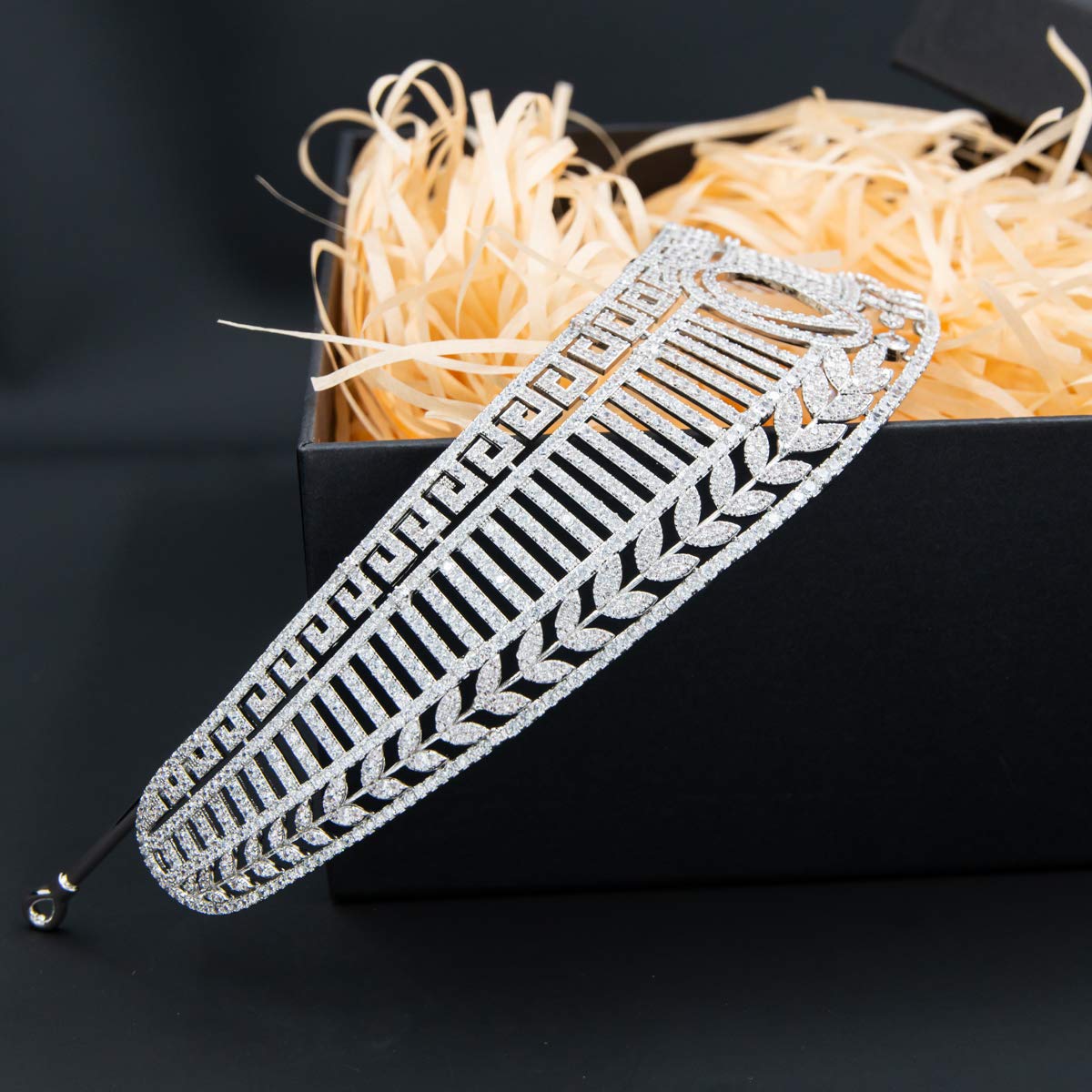 Platinum Plated Cubic Zirconia Princess Tiara Crown | Elegant Royal Wedding Hair Accessory for Brides, Prom, Pageants & Special Occasions