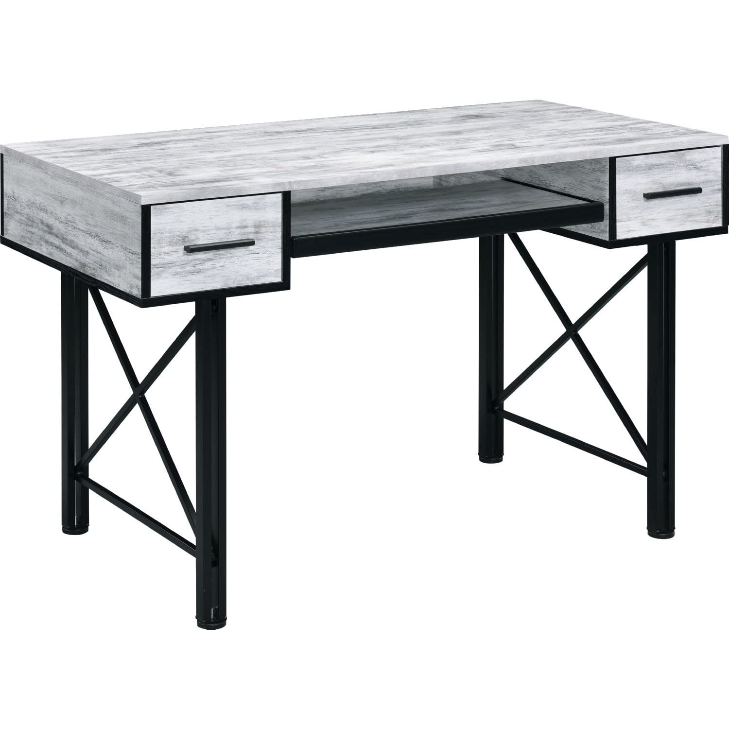 Benjara BM250191 Modern Computer Desk with 2 Storage Drawers & Keyboard Tray - Brown, Gray & Black Home Office Desk for Small Spaces | Perfect for Remote Work, Gaming & Study
