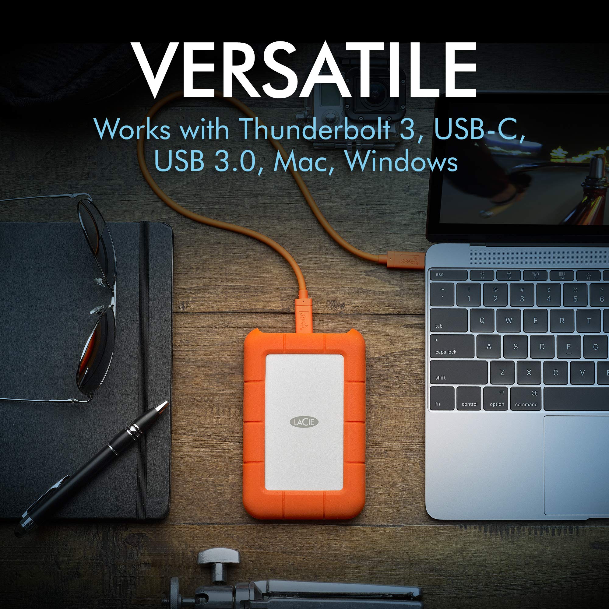 LaCie Rugged USB-C 5TB Portable External Hard Drive - Shockproof, Dustproof & Water-Resistant HDD for Mac, PC, Laptop & Workstation | USB 3.0 & USB-C Compatible | Ideal for Travel, Outdoor Adventures & Data Backup (Renewed) STFR5000800