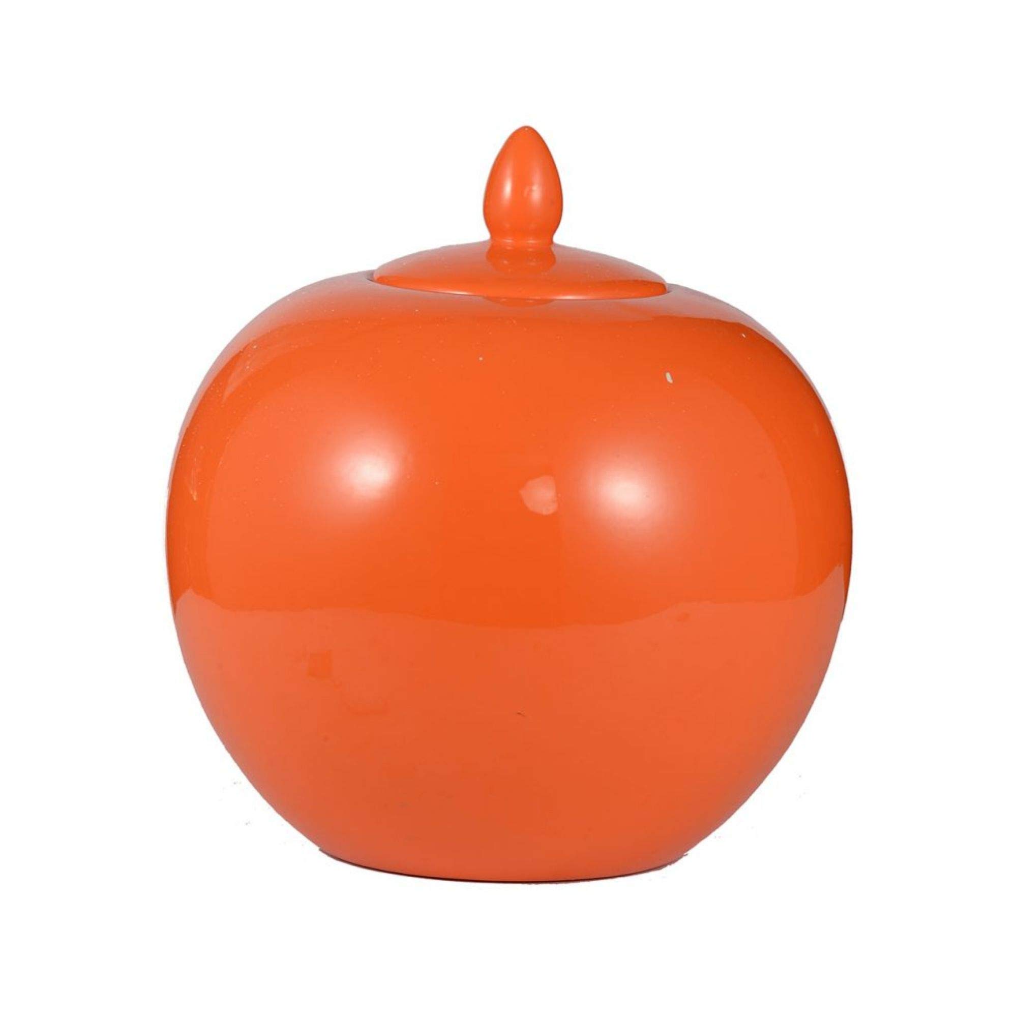 A&B Home 11-Inch Orange Modern Ceramic Lidded Storage Jar - Perfect for Kitchen Pantry Organization, Bathroom Decor, and Craft Supplies Storage