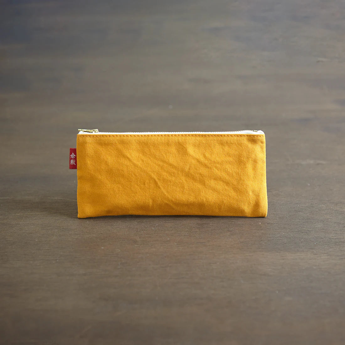 Kurashiki Hampu Canvas Pencil Case - Orange Japanese Style Pen Holder for School, Office & Travel | Durable Canvas Stationery Organizer