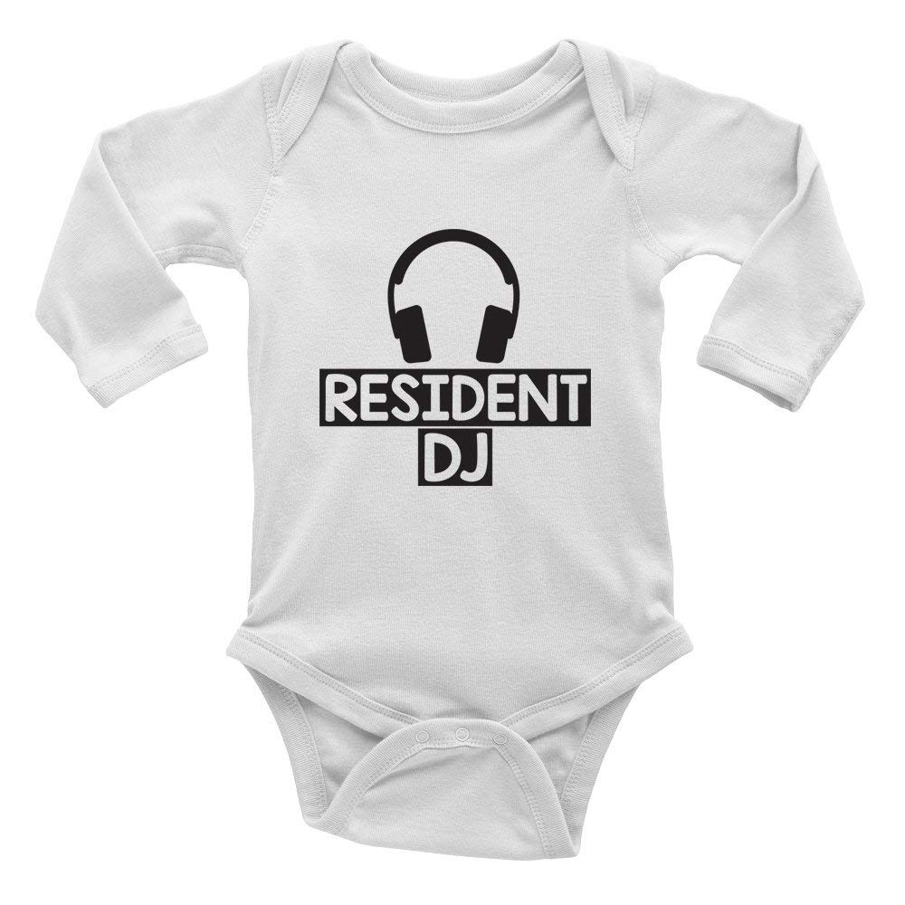 GKrepps Resident DJ Cute Long Bodysuit for Baby Boys & Girls - Soft Infant Toddler Romper Jumpsuit - Perfect for Music Parties, Photo Shoots & Everyday Playtime