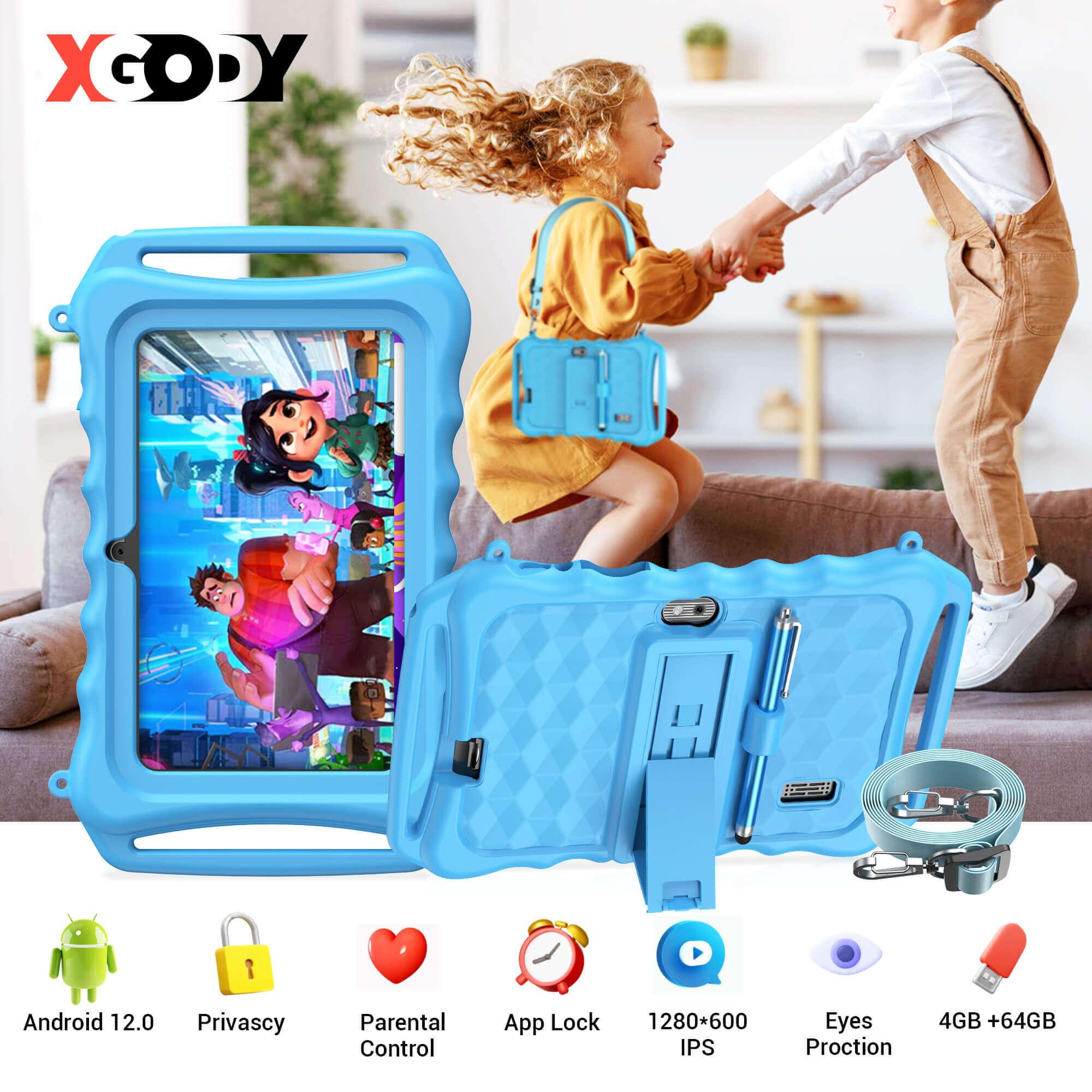 T702PRO 7 Inch Kids Tablet with Protective Case - 32GB Storage, Bluetooth & WiFi - Educational Learning Device for Children Ages 3-12 - Perfect for Homeschooling, Travel & Entertainment