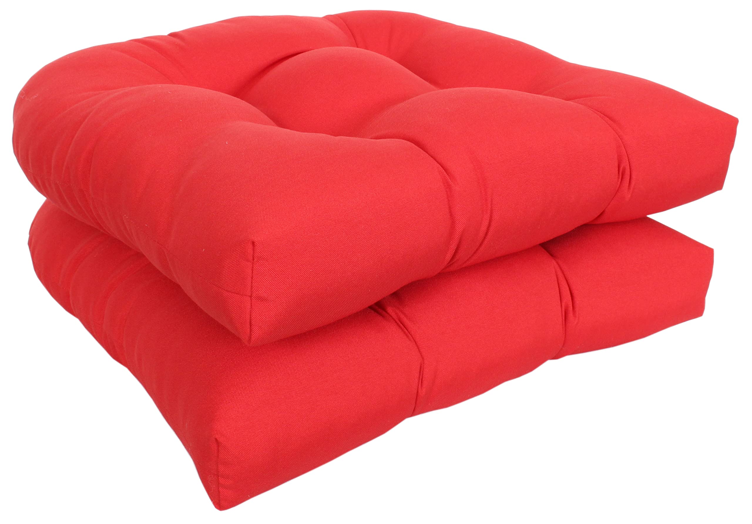 Premium Set of 2 19x19x4 Inch Solid Cherry Wicker Seat Cushions - Waterproof Outdoor/Indoor Patio Furniture Cushions for Chairs, Benches & Porch Seating - Comfortable & Durable All-Weather Use