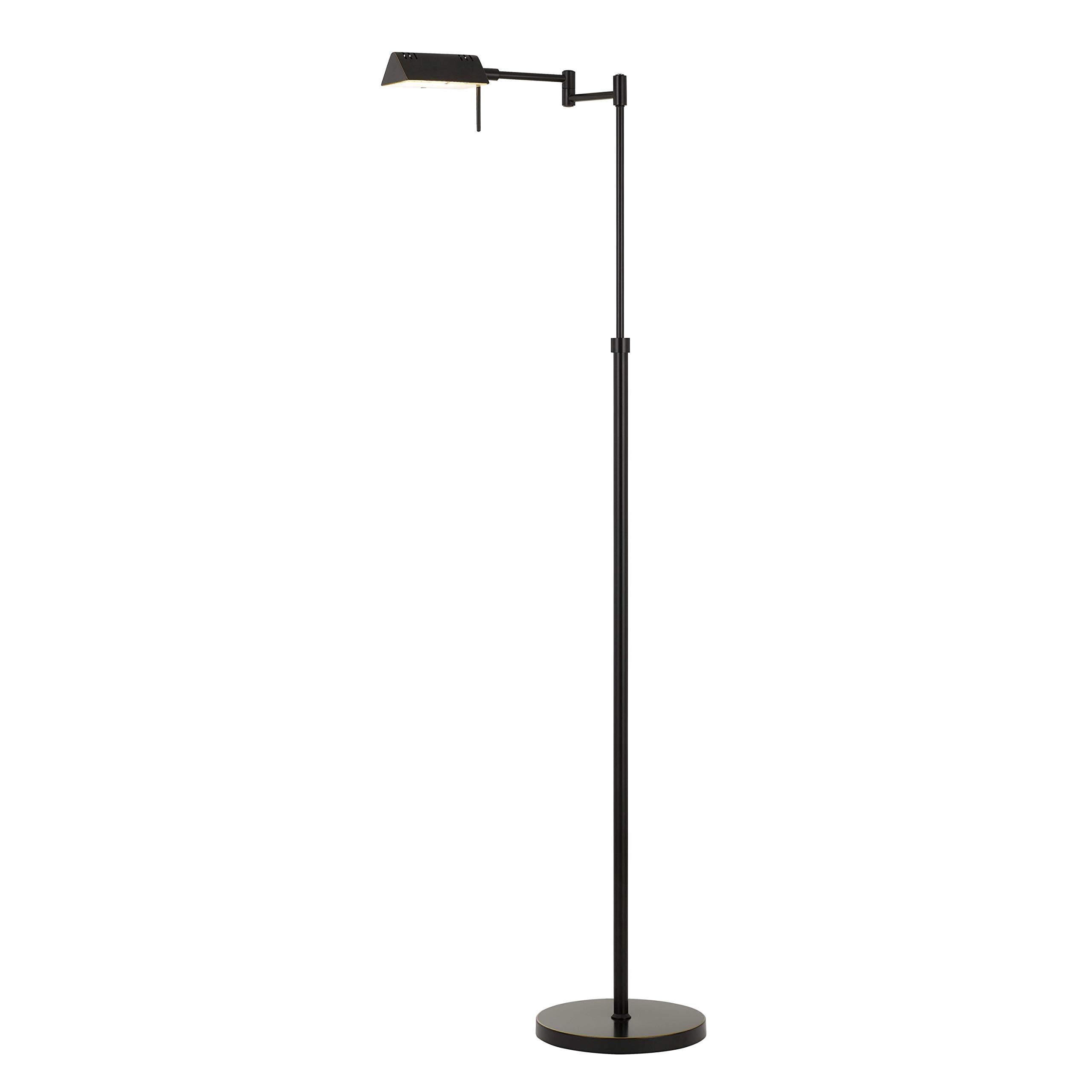 Benjara 10W LED Adjustable Swing Arm Floor Lamp - Modern Black Metal Standing Light for Living Room, Bedroom, or Office Reading & Task Lighting