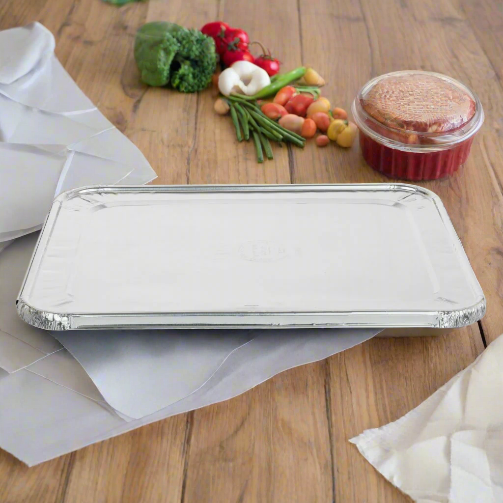 100-Pack 9x13 Inch Aluminum Foil Lids for Baking, Food Storage & Meal Prep – Durable, Leak-Proof & Freezer Safe