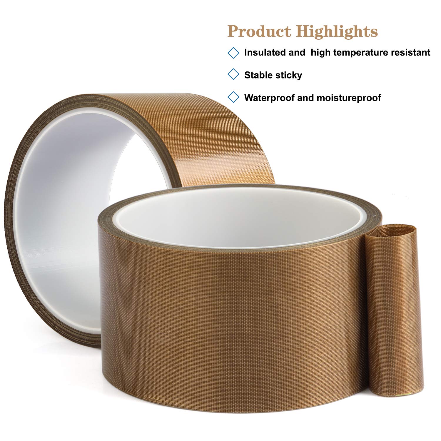 High Temperature PTFE Teflon Tape for Vacuum Sealer Machines - 1/2 Inch x 33 Feet Heat Resistant Sealing Tape Compatible with FoodSaver, Seal-A-Meal, Weston & CabellaSeal - Perfect for Food Packaging, Sous Vide & Industrial Sealing