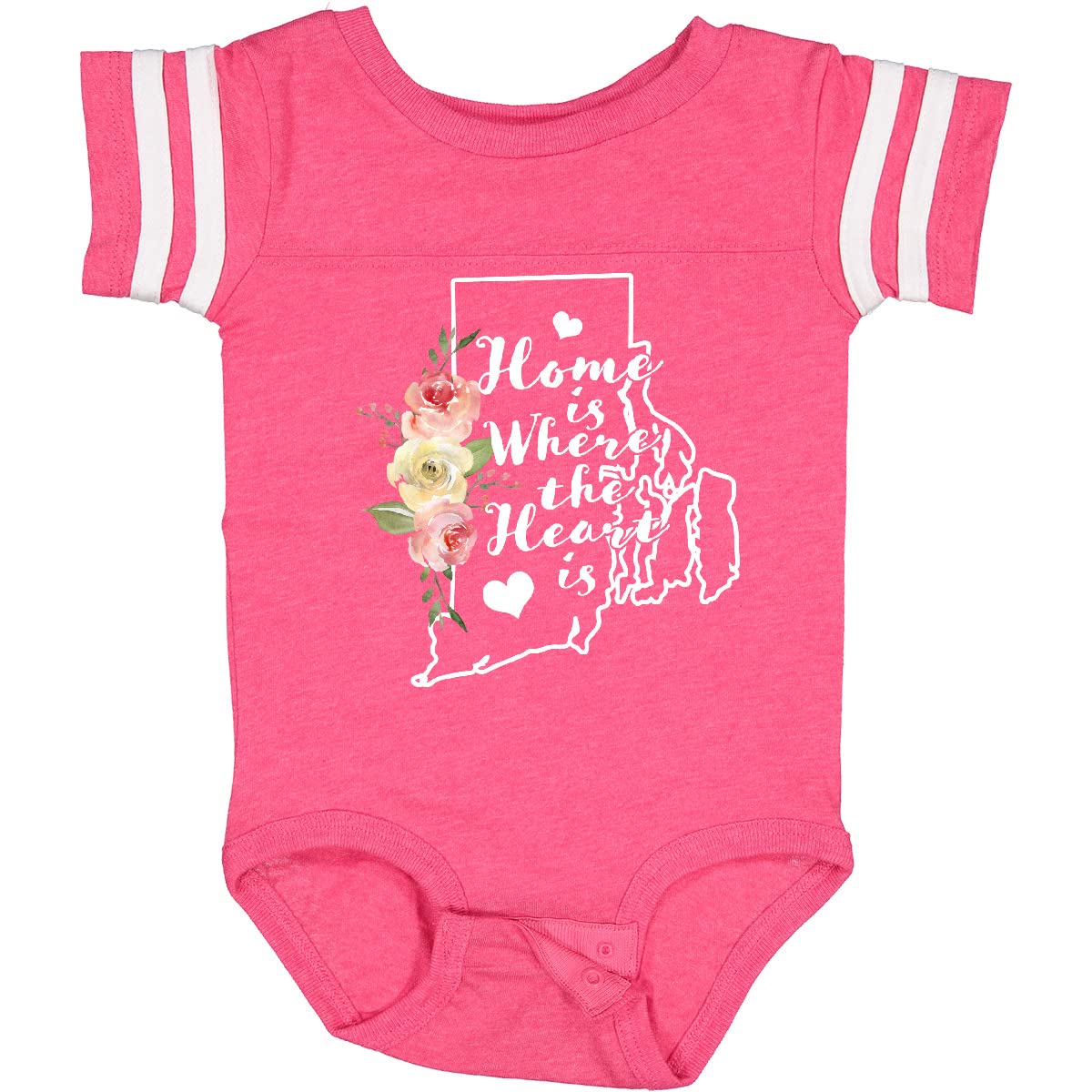 Inktastic Rhode Island Home is Where The Heart is Watercolor Baby Bodysuit - Soft Cotton Infant Onesie for Newborns & Toddlers - Perfect for Family Photos, Holidays & Everyday Wear