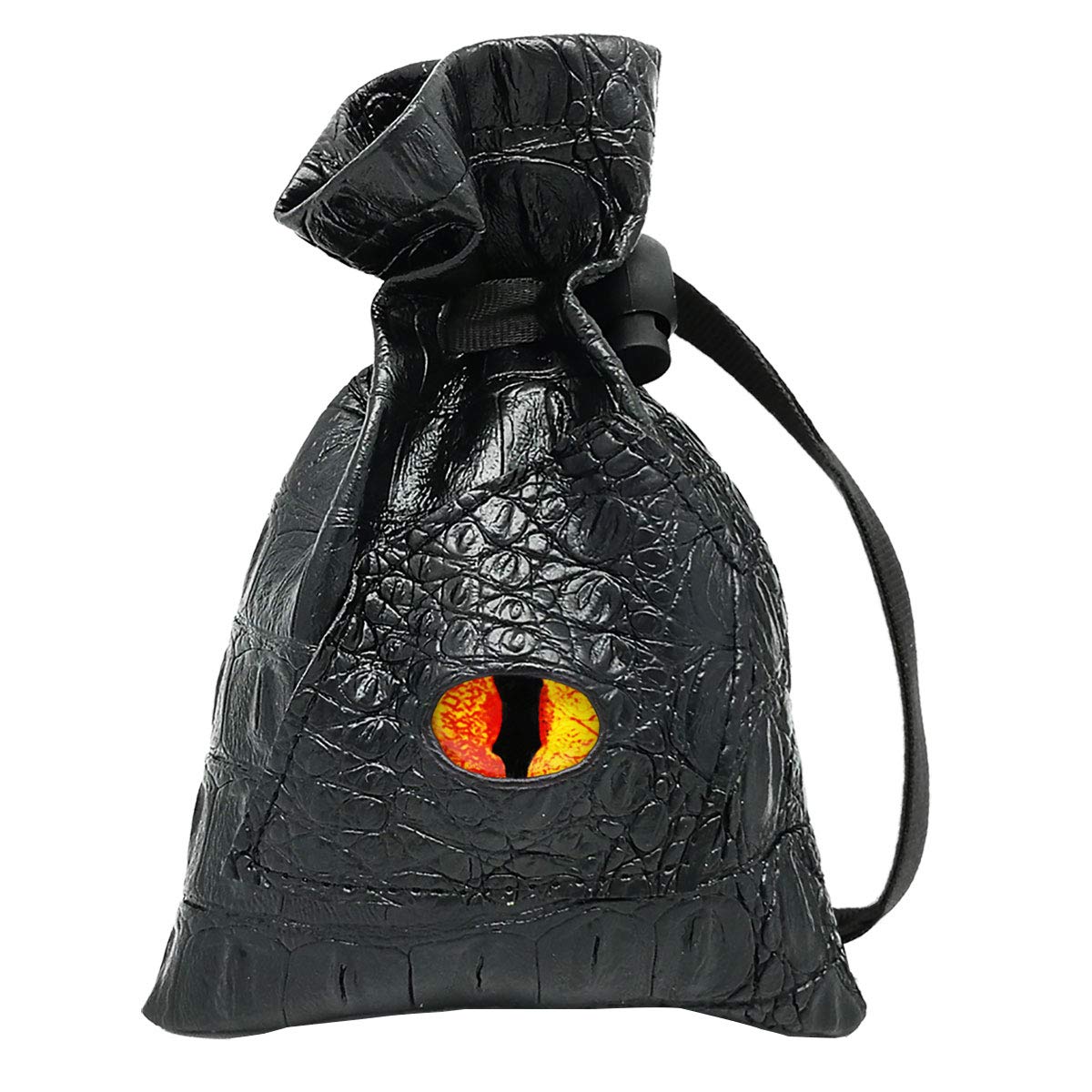 Haxtec Leather Dice Bag with Drawstring - DND Dice Pouch for Dungeons & Dragons, RPG Accessories & Coin Storage - Perfect for Tabletop Gaming & Gift Giving (Fire-Red Yellow Eye) - Patent D893867