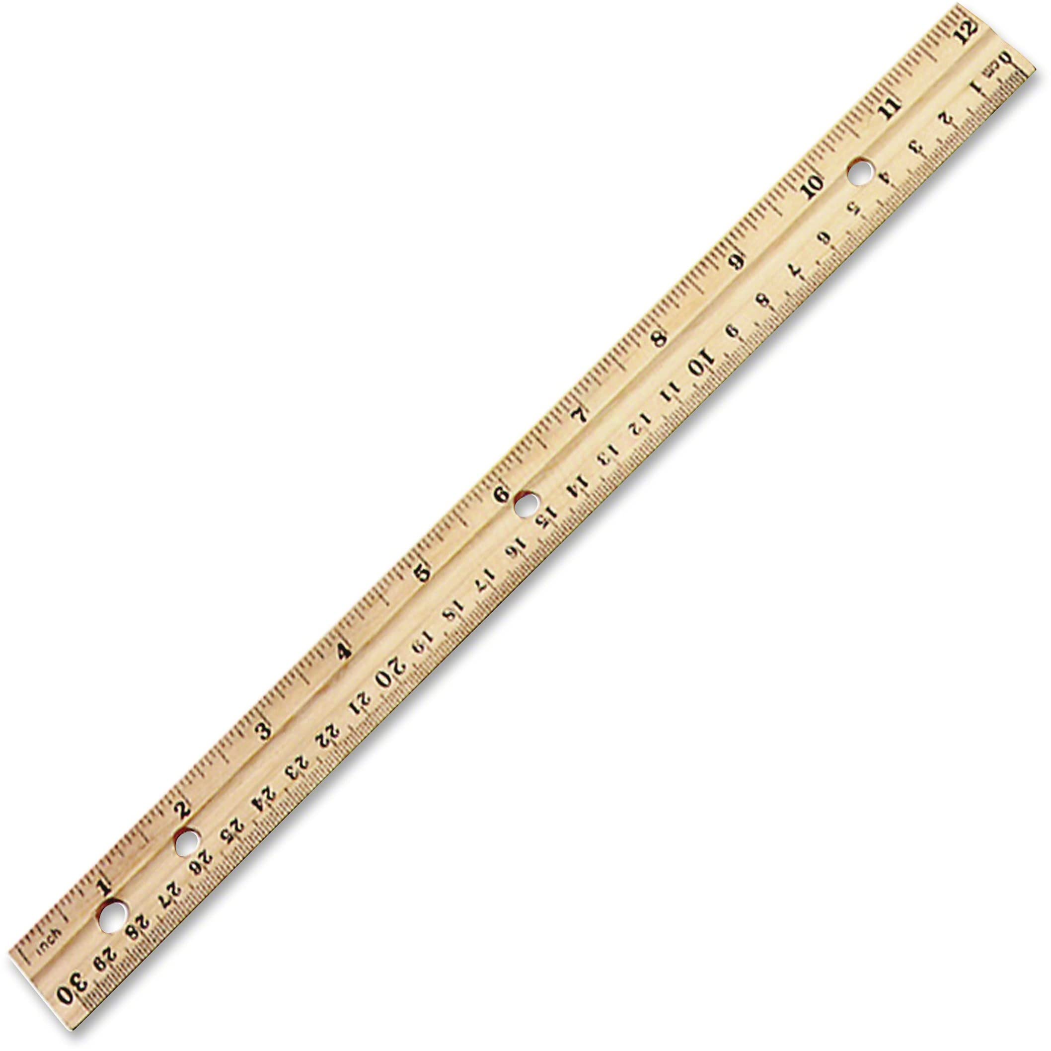 Charles Leonard 12 Inch Double Bevel Wood Ruler with Metal Edge - 36-Pack (77120) - Perfect for School, Office, and Crafting Projects