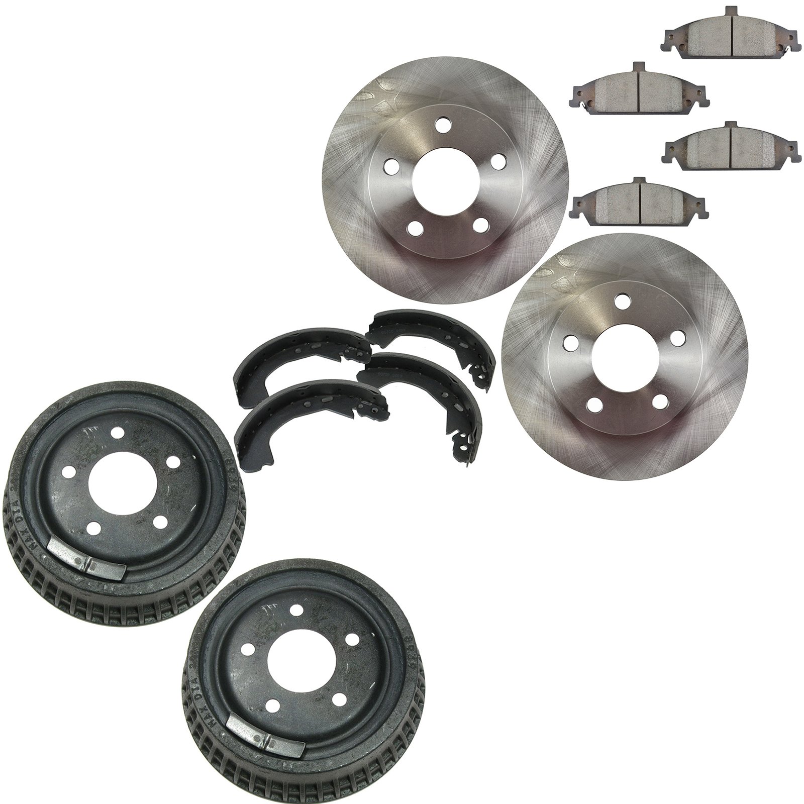 High-Performance Brake Rotor Ceramic Pad Drum & Shoe Front & Rear Kit with Fluids - Compatible with Chevy Silverado, Tahoe, Suburban - Perfect for Off-Roading, Towing & Daily Commuting