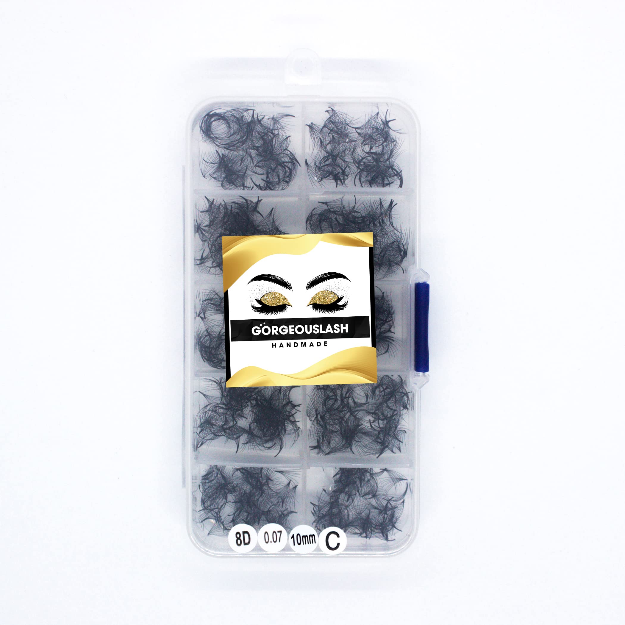 Premium 1000 Pcs Handmade Eyelash Extensions - 3D/4D/5D/6D/7D/8D/10D Volume Lashes, C Curl 8D 10mm for Salon & DIY Lash Artists - Perfect for Bridal, Party & Special Occasion Makeup