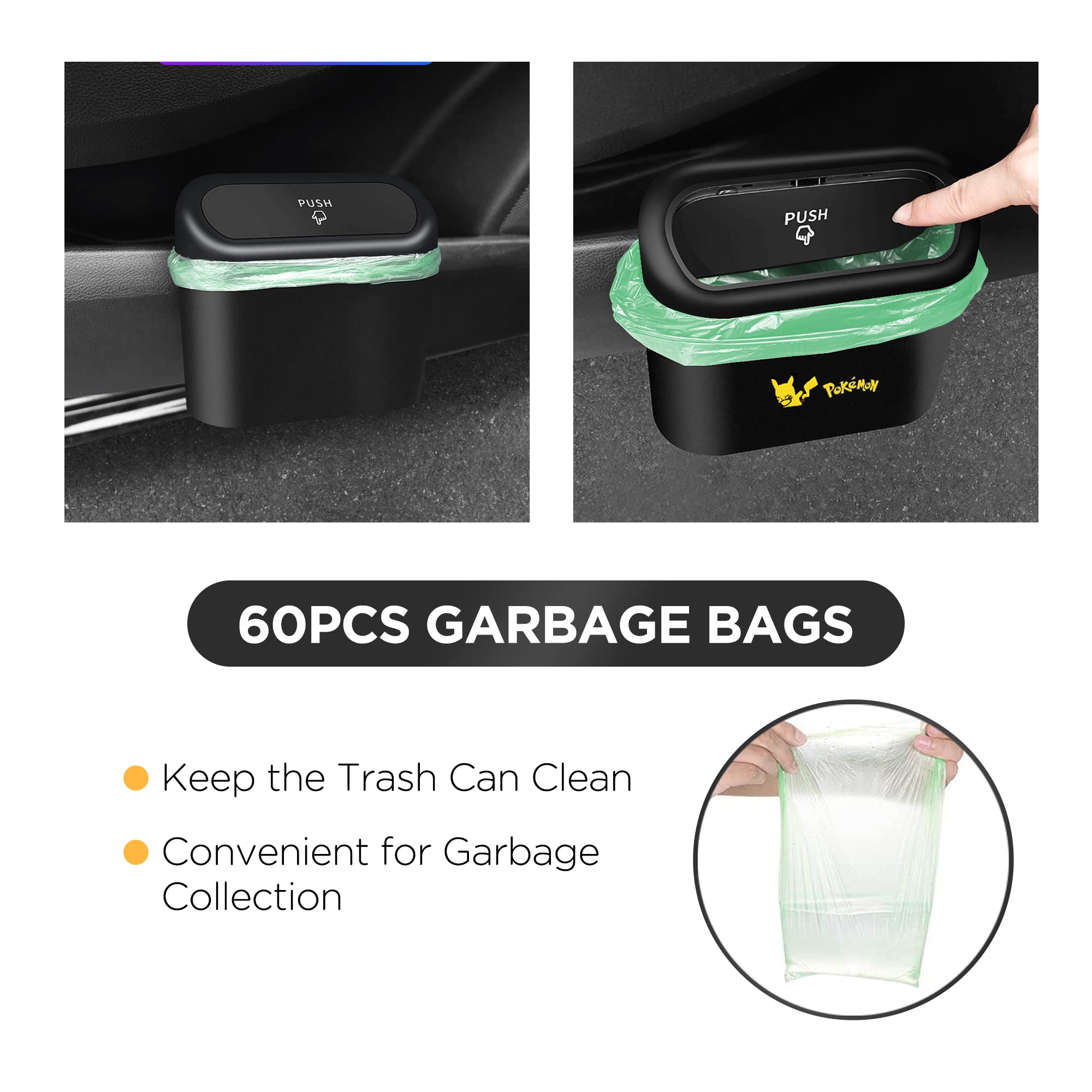 Leakproof Car Trash Can with Lid & 30 Trash Bags - Mini Car Garbage Bin for Front/Back Seat Storage - Perfect for Road Trips, Commuting & Keeping Your Vehicle Clean